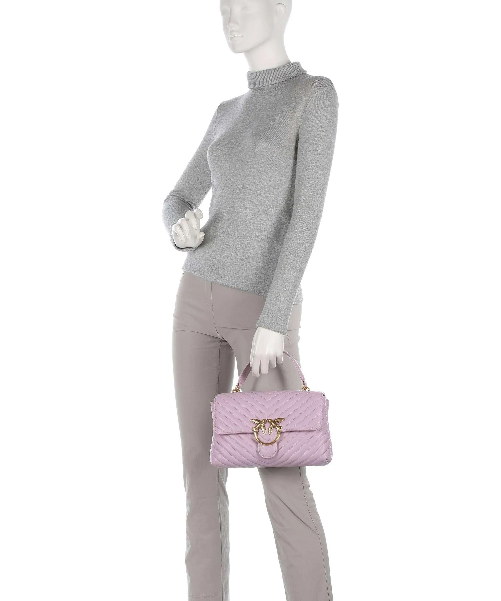  Pinko Love Lady Puff Classic Borsa a mano pelle di pecora viola  