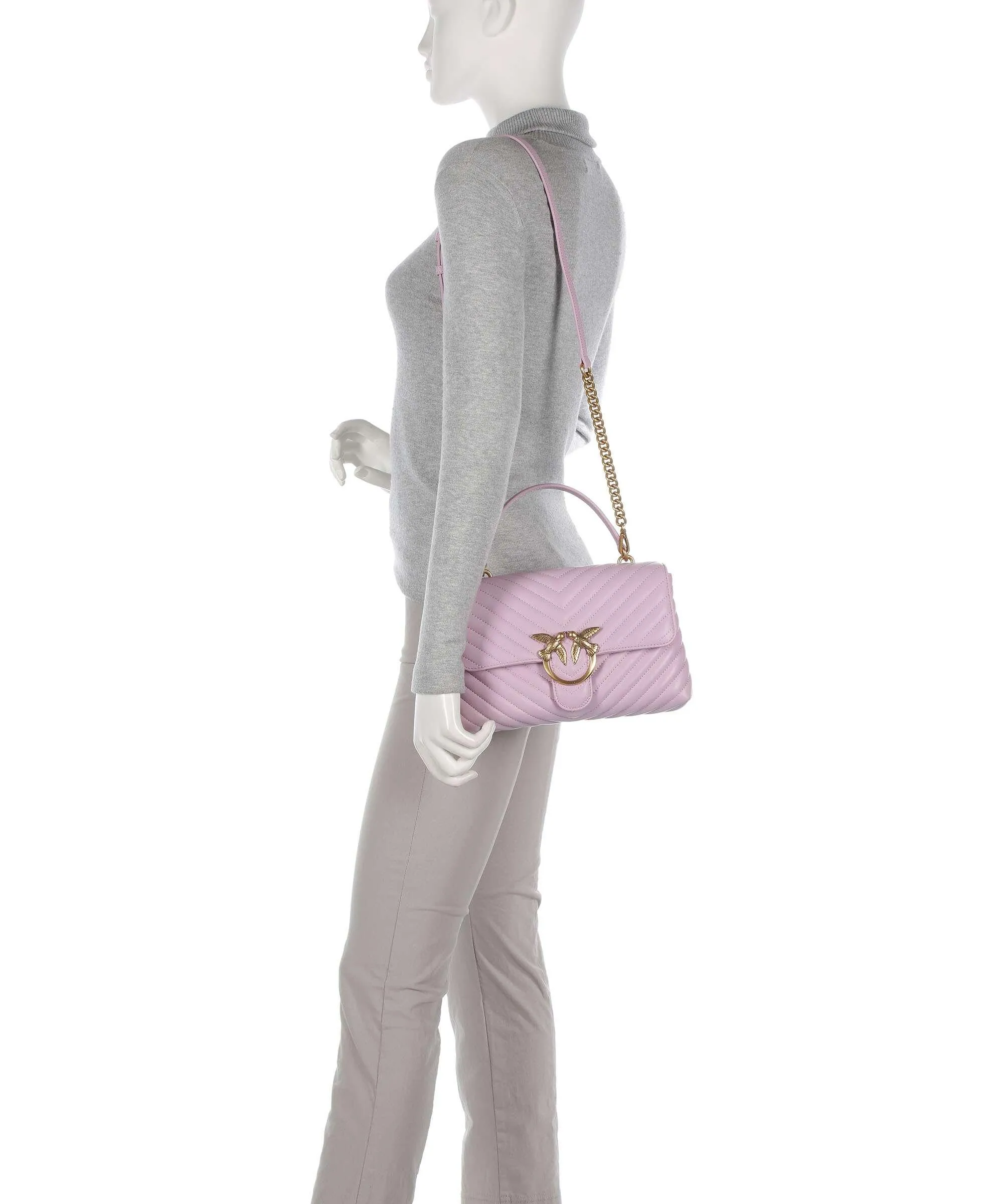  Pinko Love Lady Puff Classic Borsa a mano pelle di pecora viola  