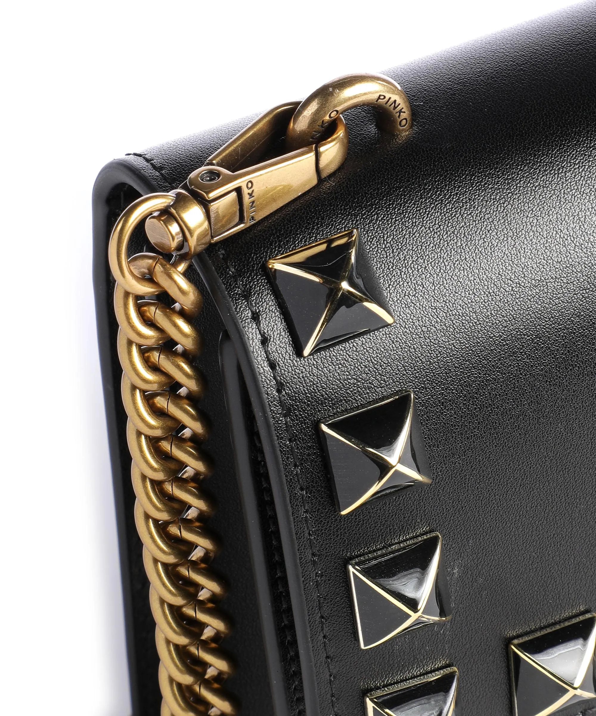  Pinko Love One Classic Borsa a tracolla pelle di vacchetta finemente grana nero  