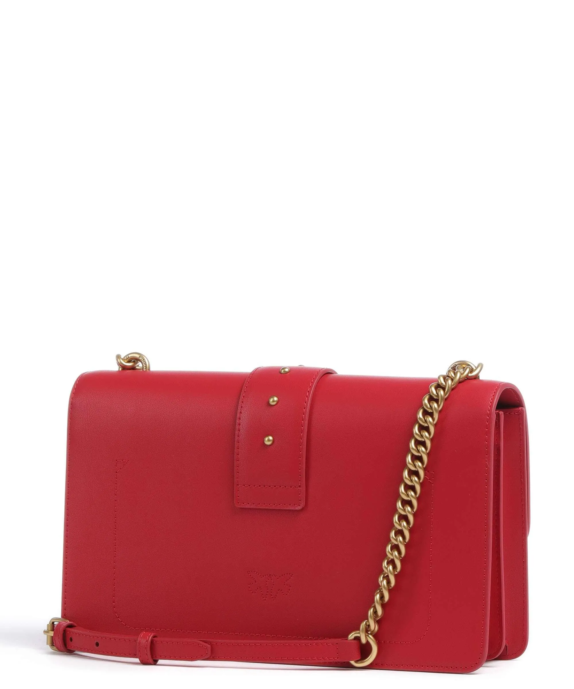  Pinko Love One Classic Borsa a tracolla pelle di vacchetta finemente grana rosso  