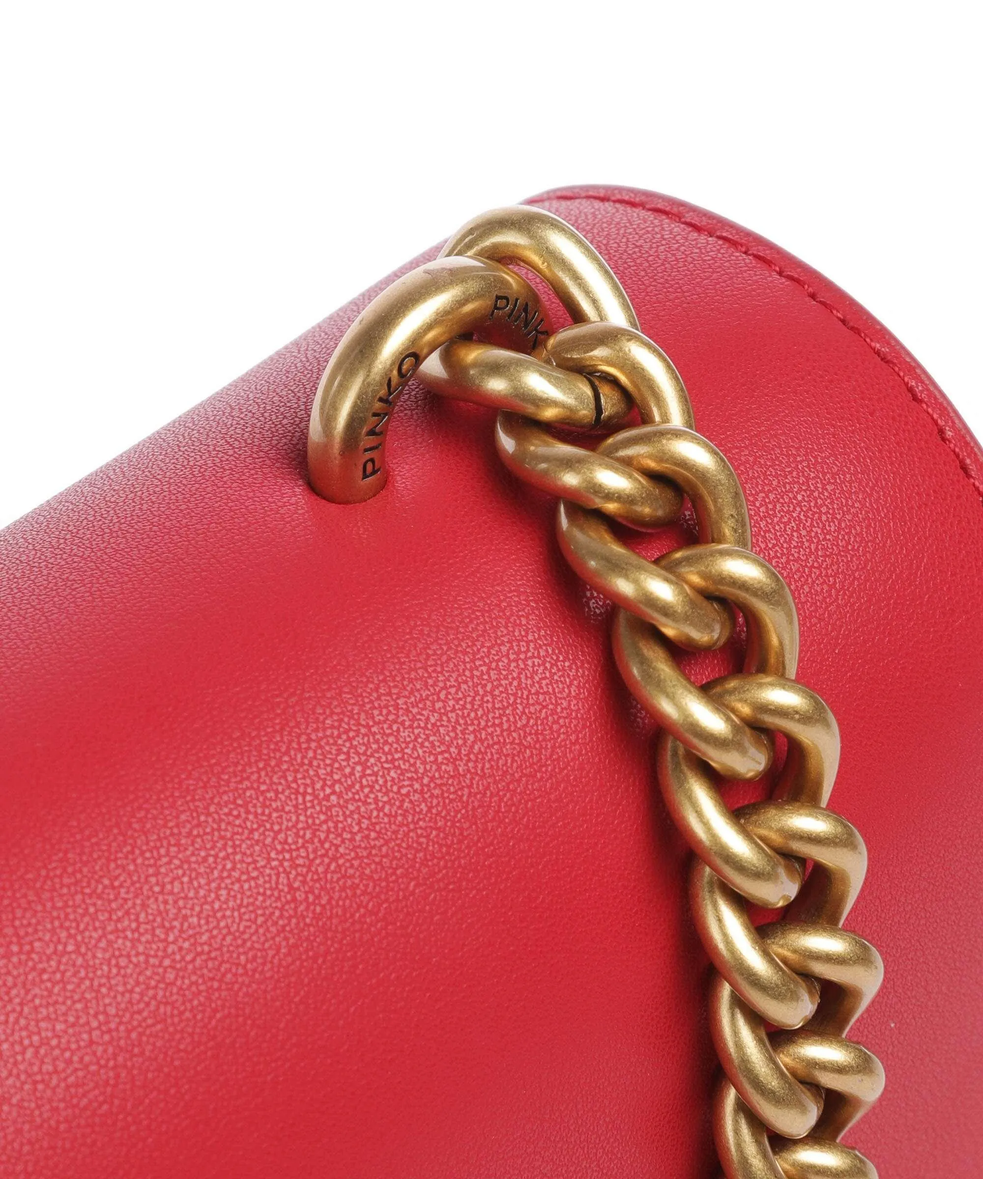  Pinko Love One Classic Borsa a tracolla pelle di vacchetta finemente grana rosso  