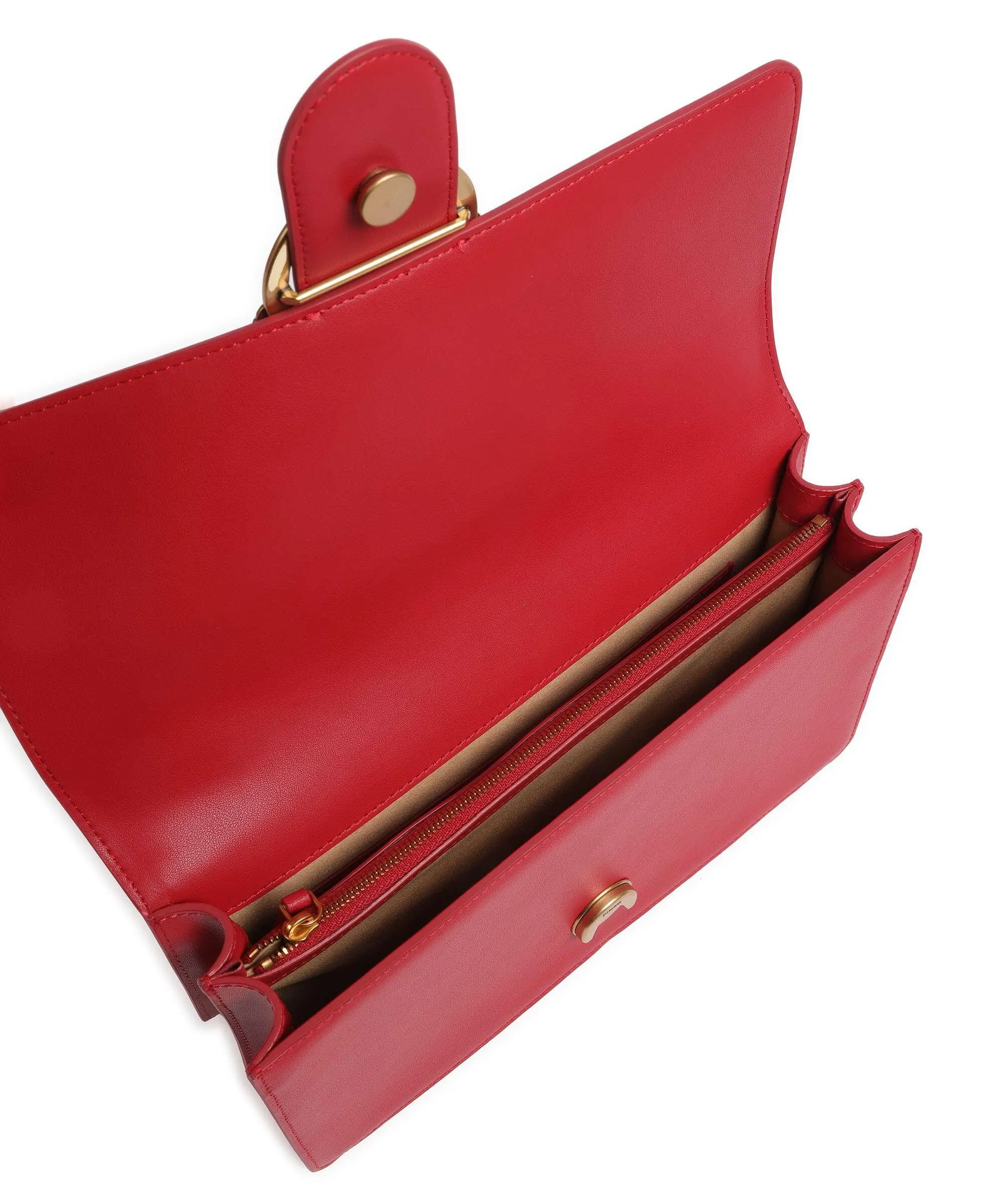  Pinko Love One Classic Borsa a tracolla pelle di vacchetta finemente grana rosso  