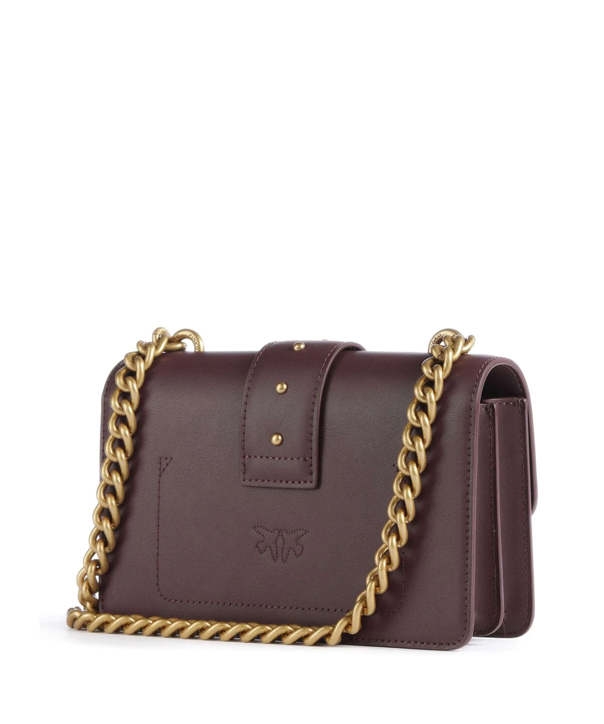  Pinko Love One Mini Borsa a tracolla pelle di vacchetta finemente grana mogano  