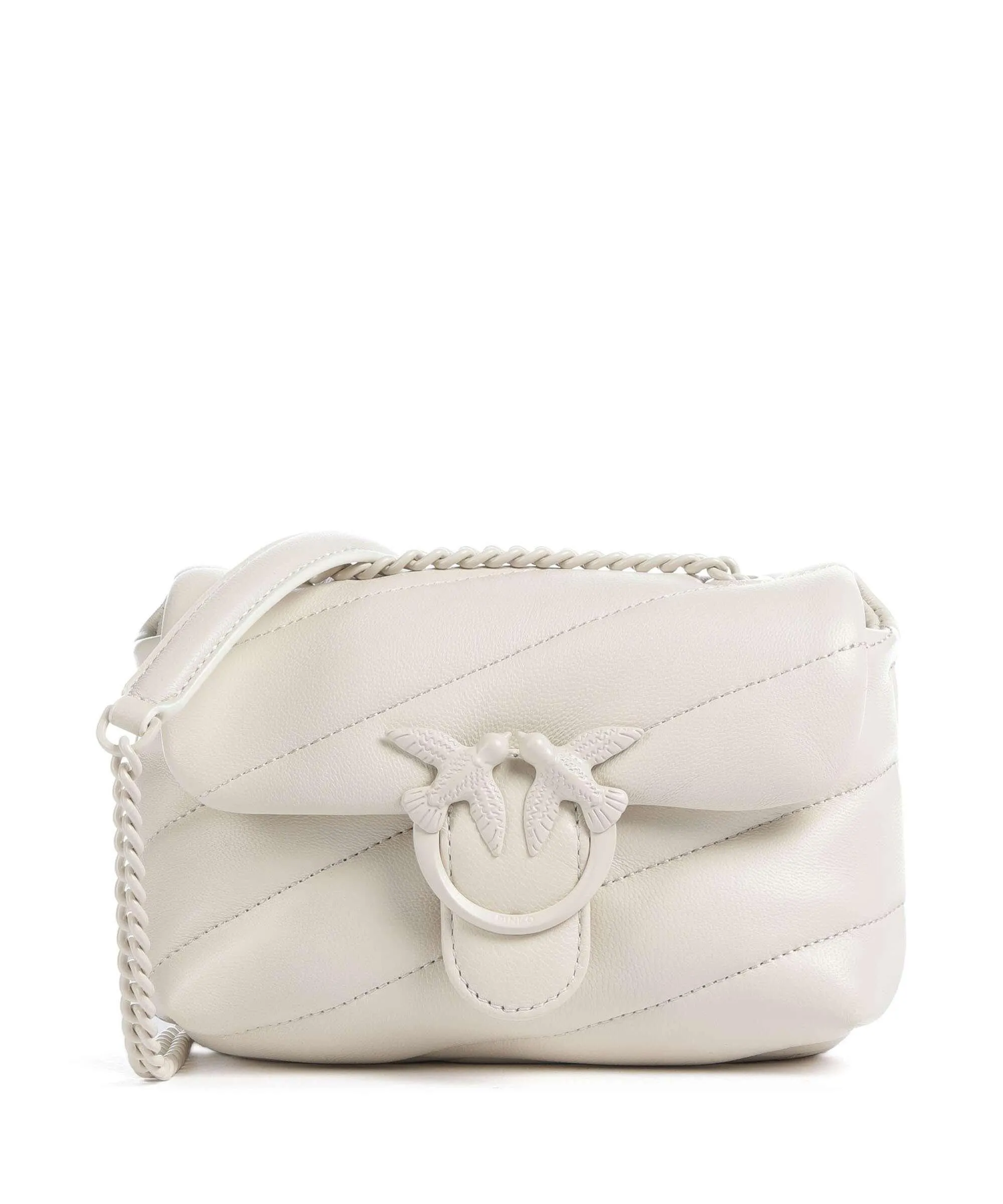  Pinko Love Puff Baby Borsa a spalla pelle di pecora avorio  