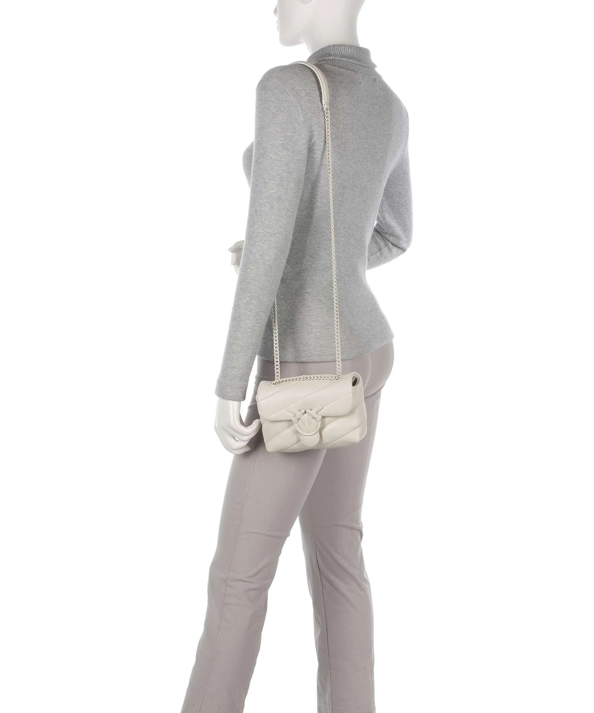  Pinko Love Puff Baby Borsa a spalla pelle di pecora avorio  