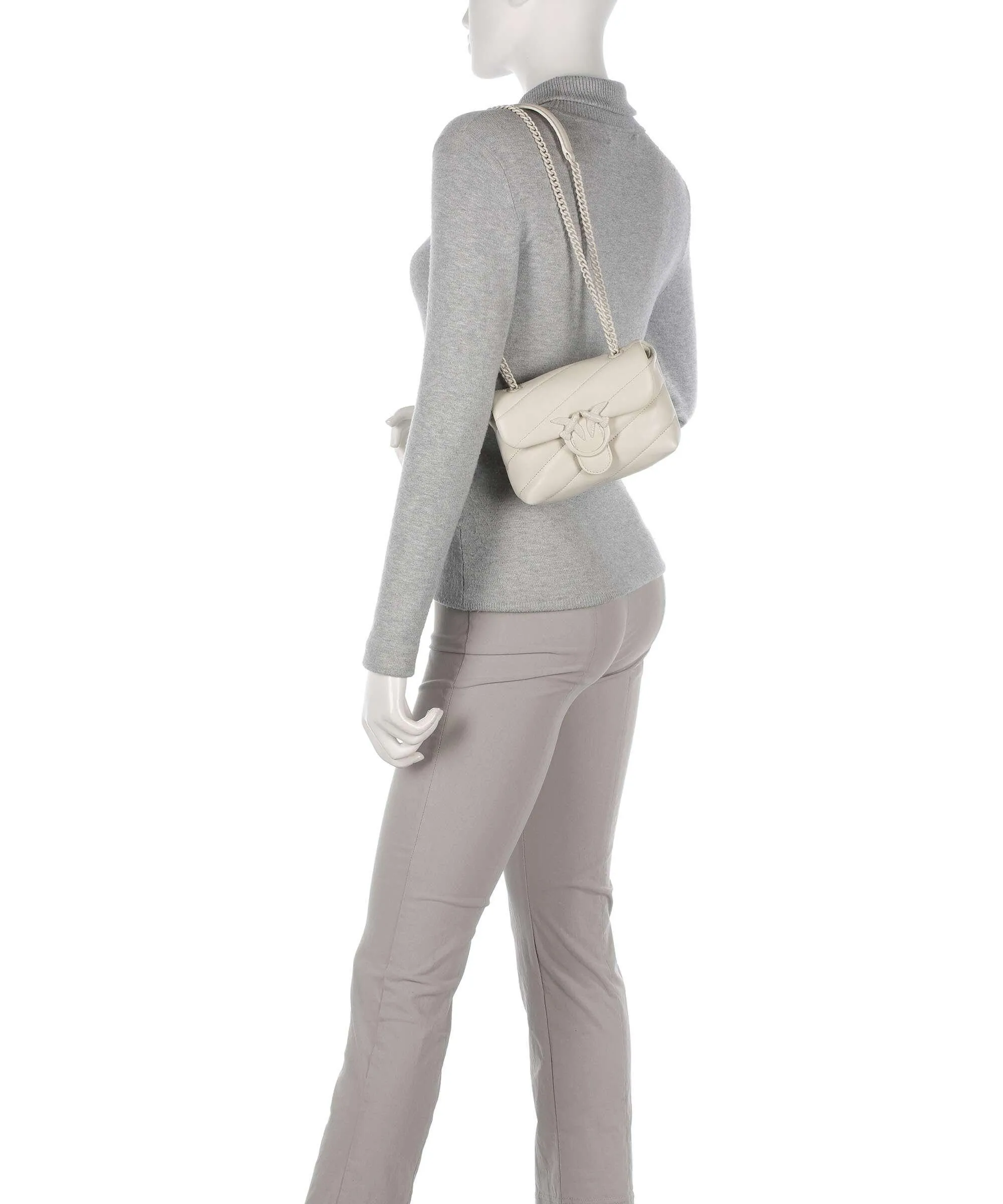 Pinko Love Puff Baby Borsa a spalla pelle di pecora avorio  