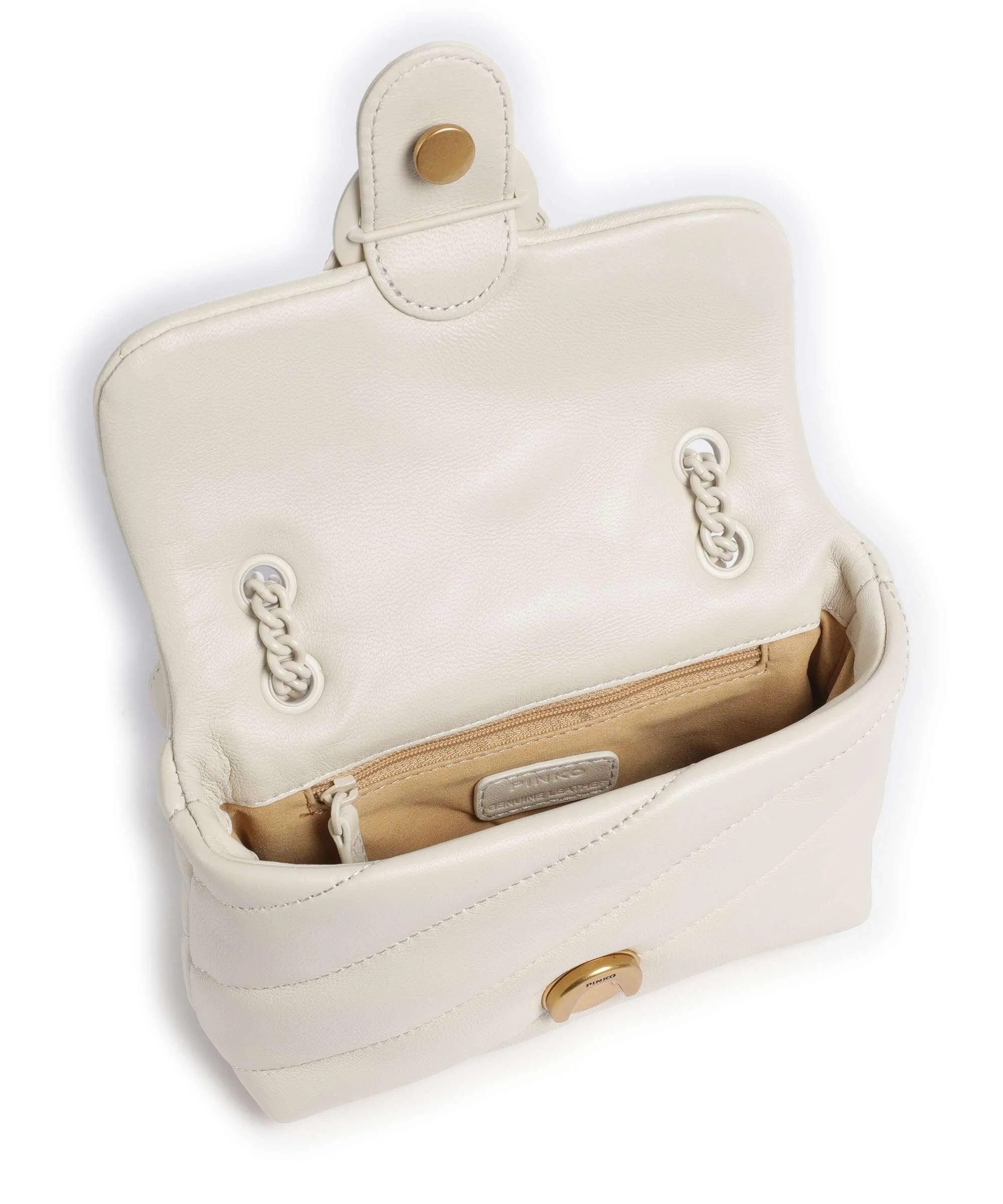  Pinko Love Puff Baby Borsa a spalla pelle di pecora avorio  