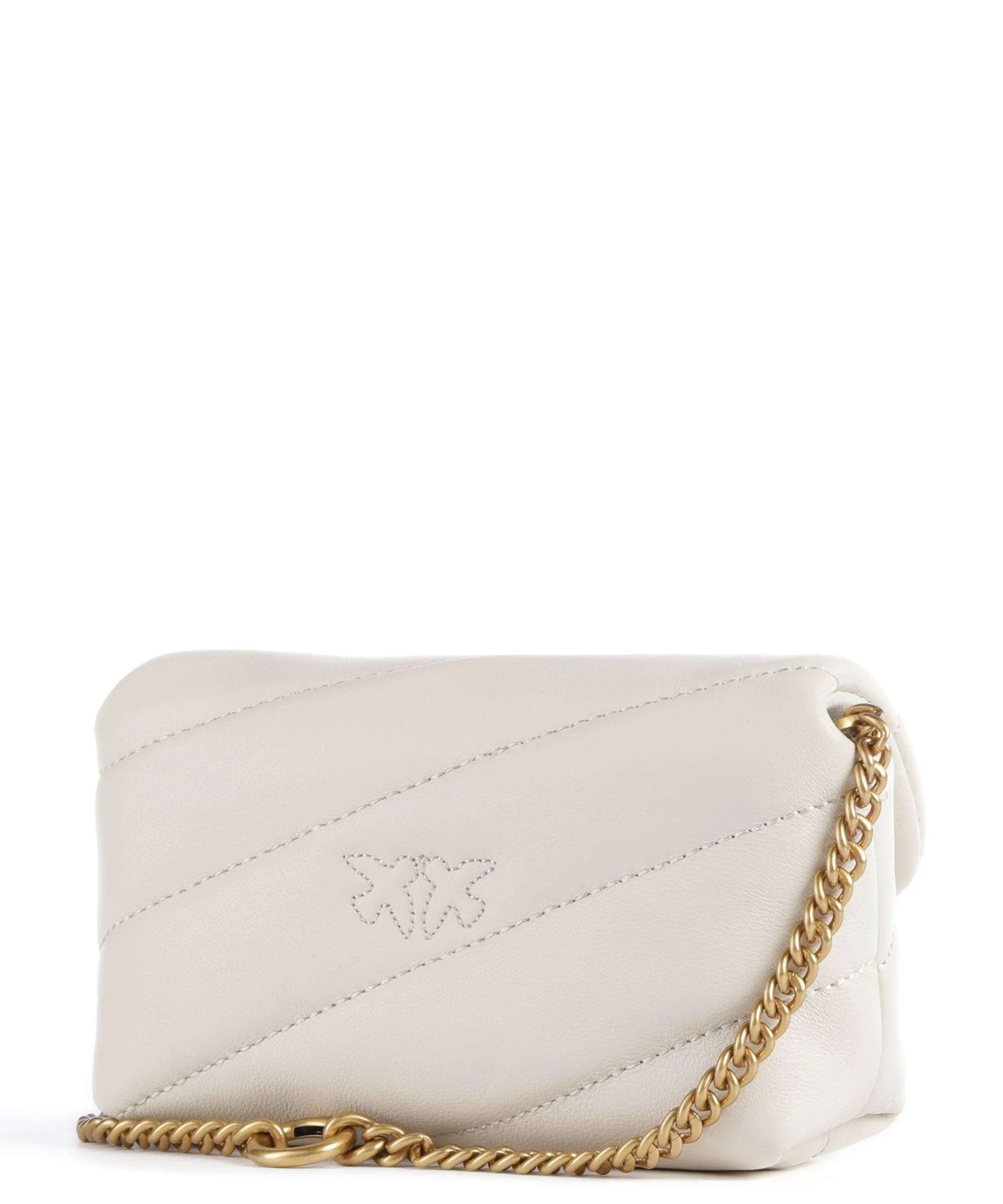  Pinko Love Puff Micro Borsa a tracolla pelle di pecora avorio  