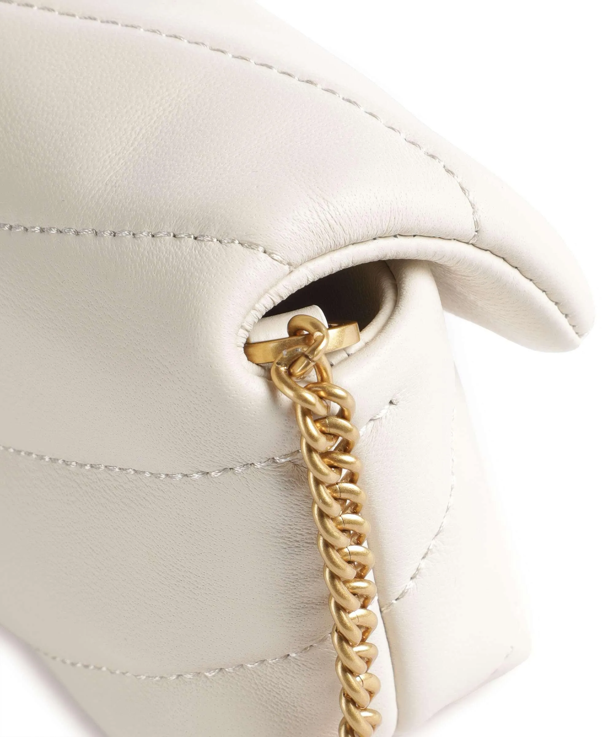  Pinko Love Puff Micro Borsa a tracolla pelle di pecora avorio  