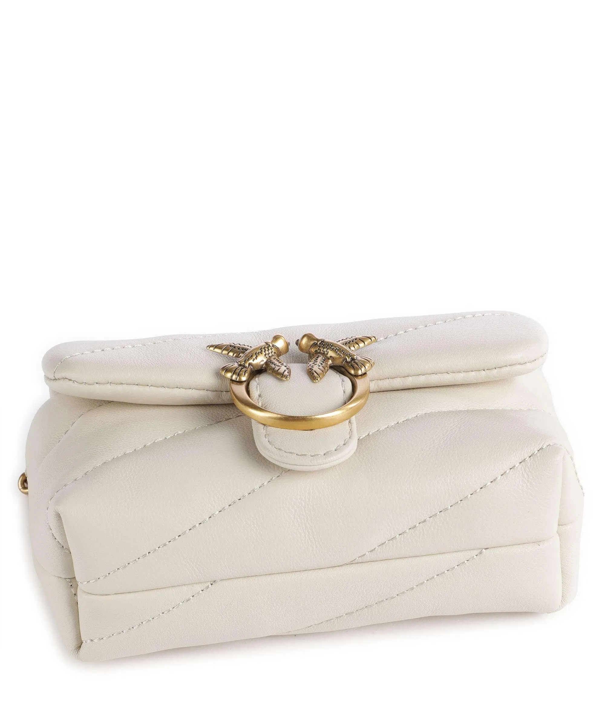  Pinko Love Puff Micro Borsa a tracolla pelle di pecora avorio  