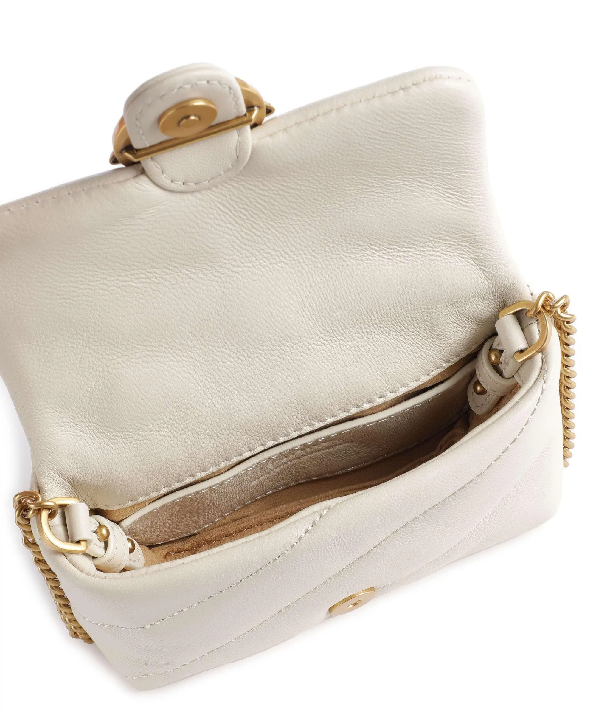  Pinko Love Puff Micro Borsa a tracolla pelle di pecora avorio  
