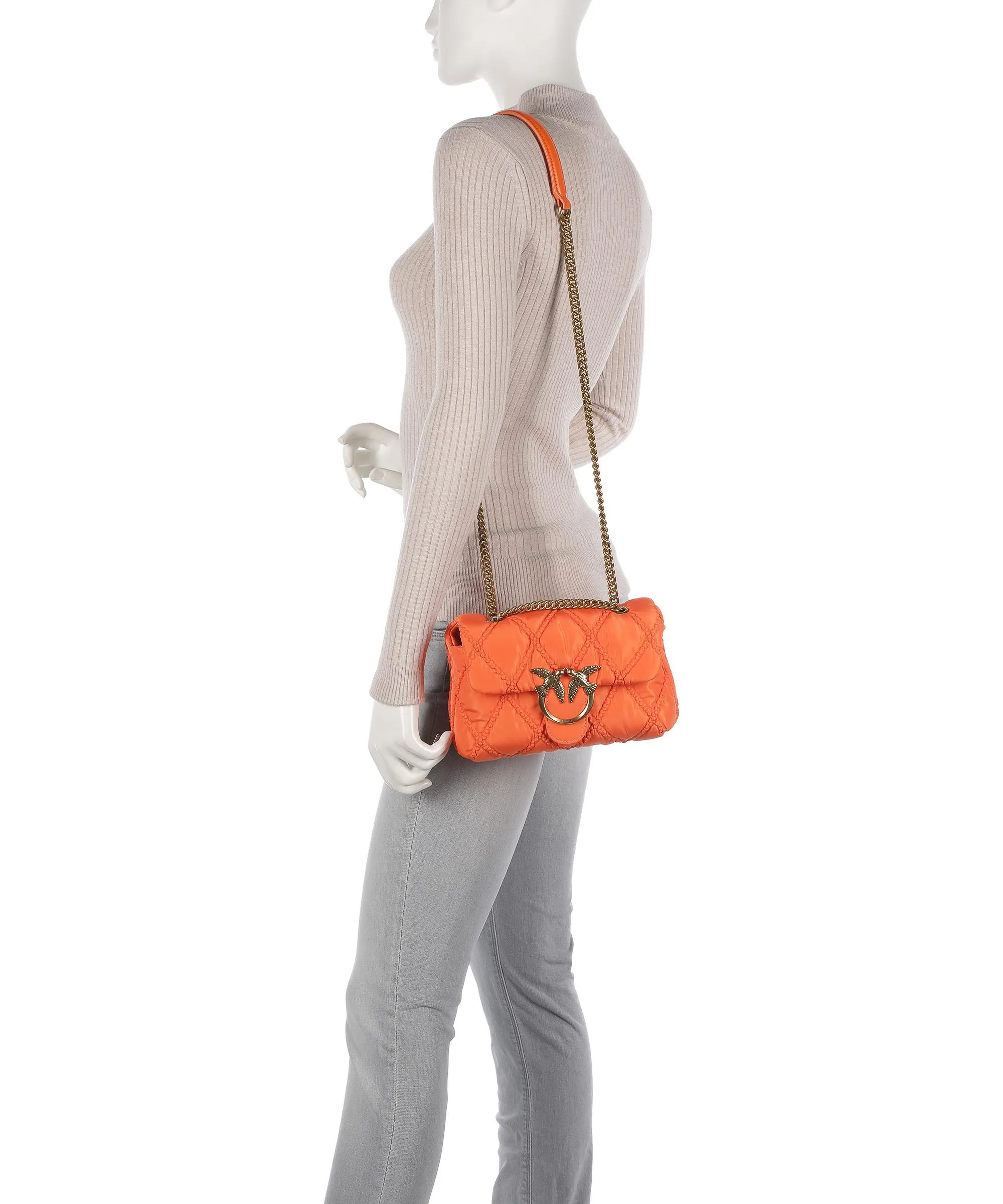  Pinko Love Puff Mini Borsa a spalla nylon riciclato arancio  