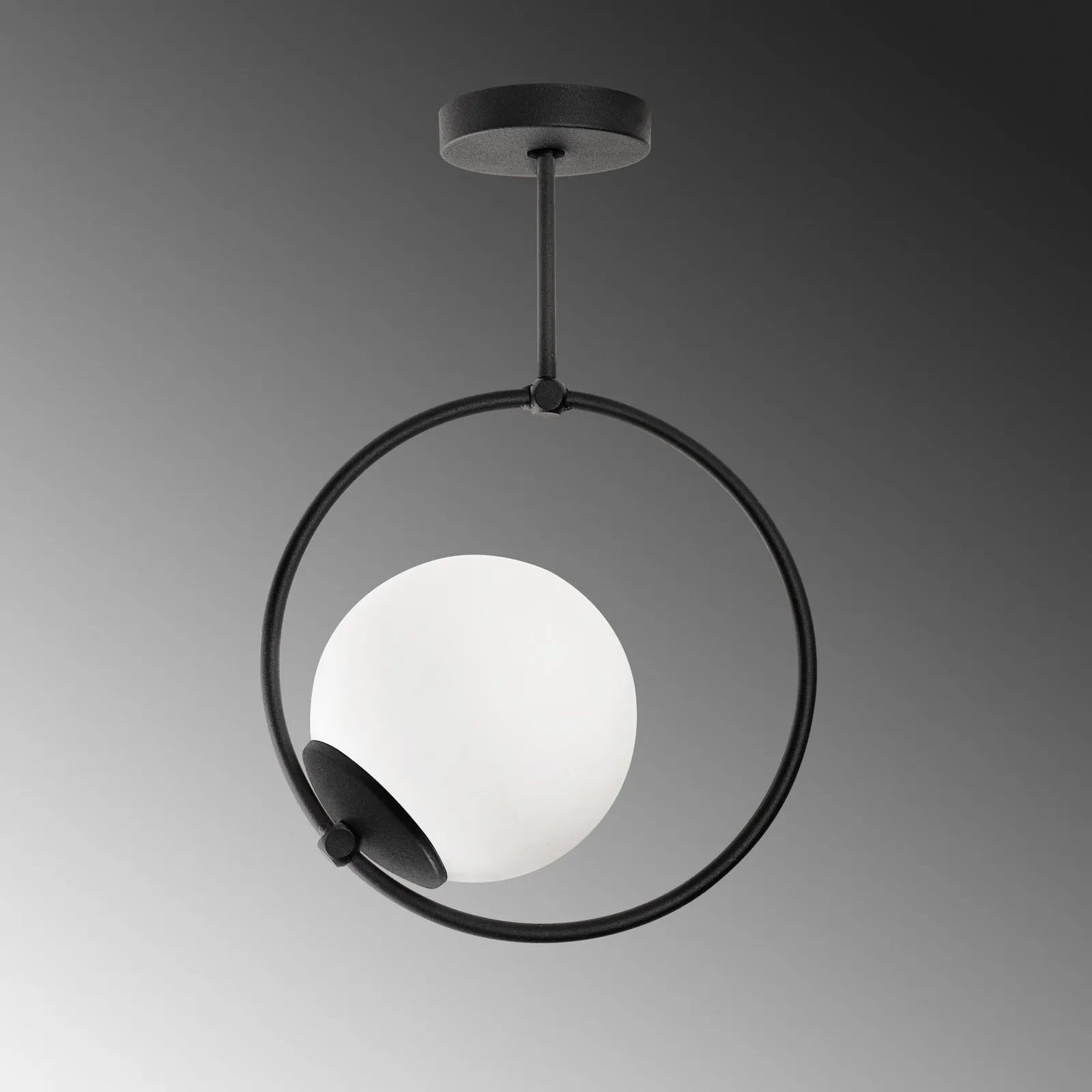 Plafoniera GMN-000013 paralume in vetro nero a 1 luce.