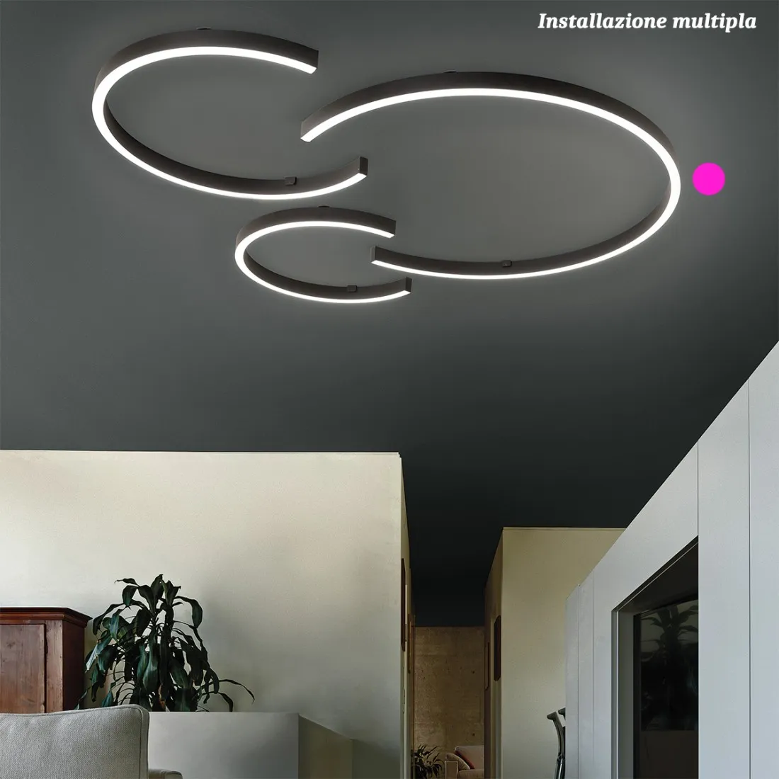 Plafoniera led moderna Fratelli Braga HUG 2159 TR90 2850LM lampada soffitto