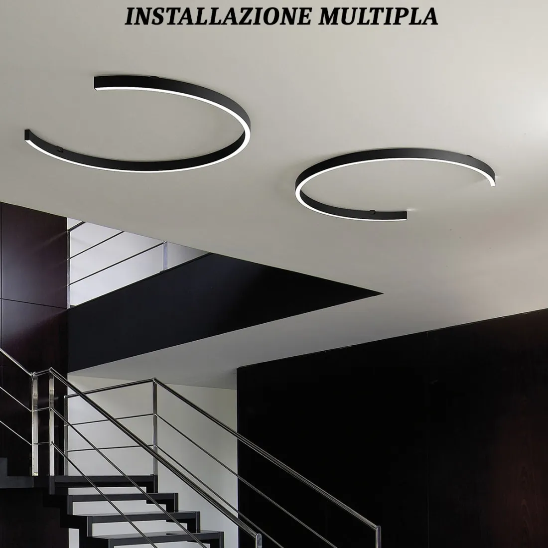 Plafoniera led moderna Fratelli Braga HUG 2159 TR90 2850LM lampada soffitto