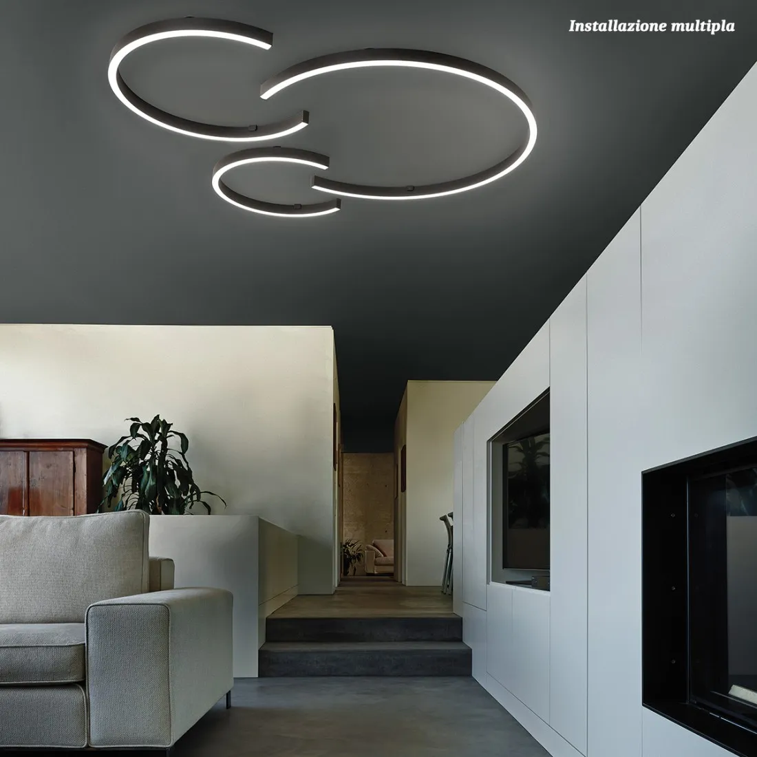 Plafoniera led moderna Fratelli Braga HUG 2159 TR90 2850LM lampada soffitto