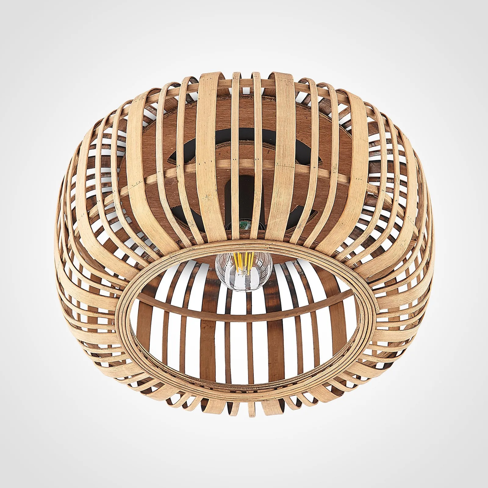 Plafoniera Lindby Canyana, naturale, rattan, Ø 40 cm