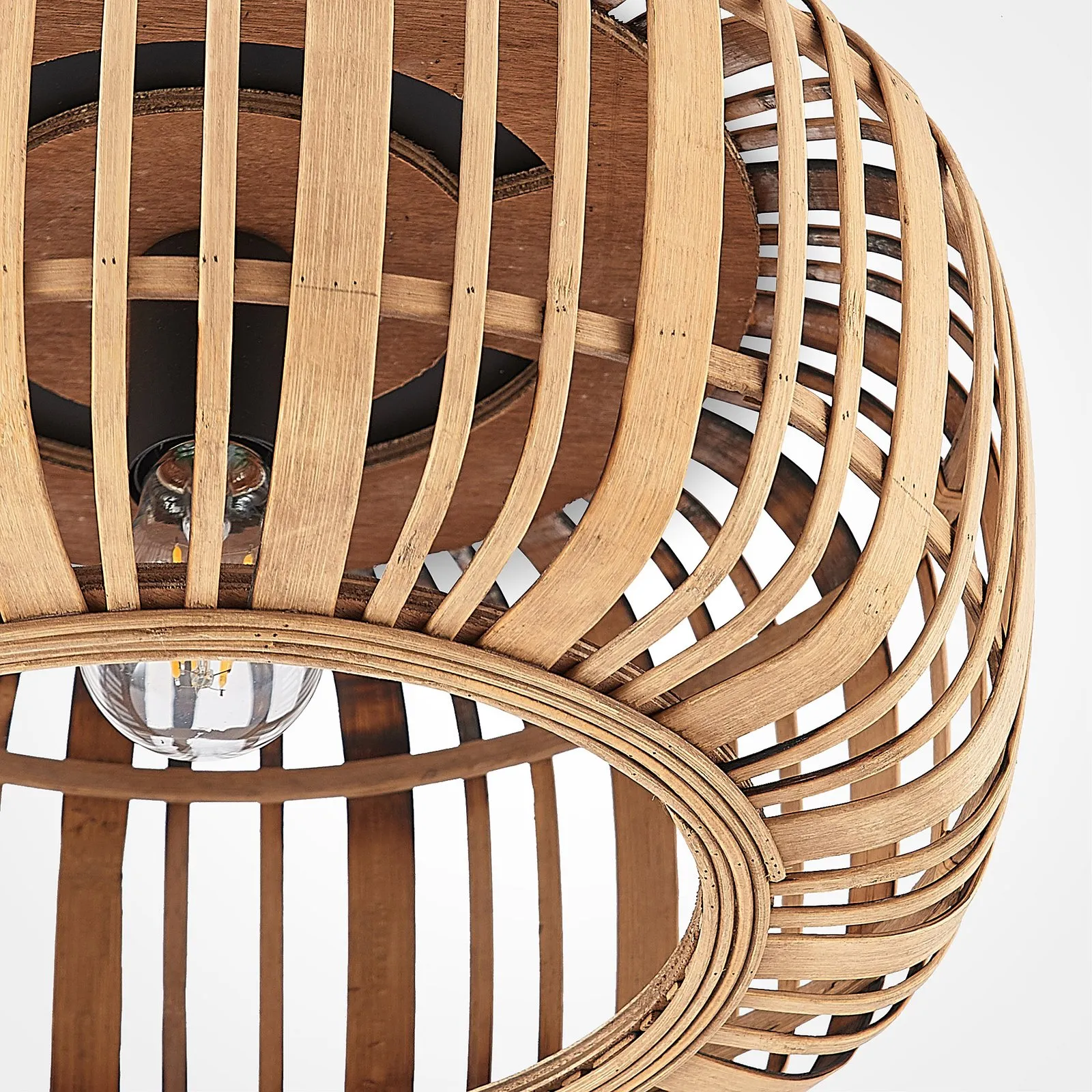 Plafoniera Lindby Canyana, naturale, rattan, Ø 40 cm