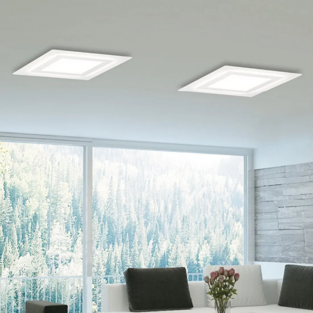 Plafoniera moderna Promoingross OBLIO Q65 WH LED metallo metacrilato lampada soffitto