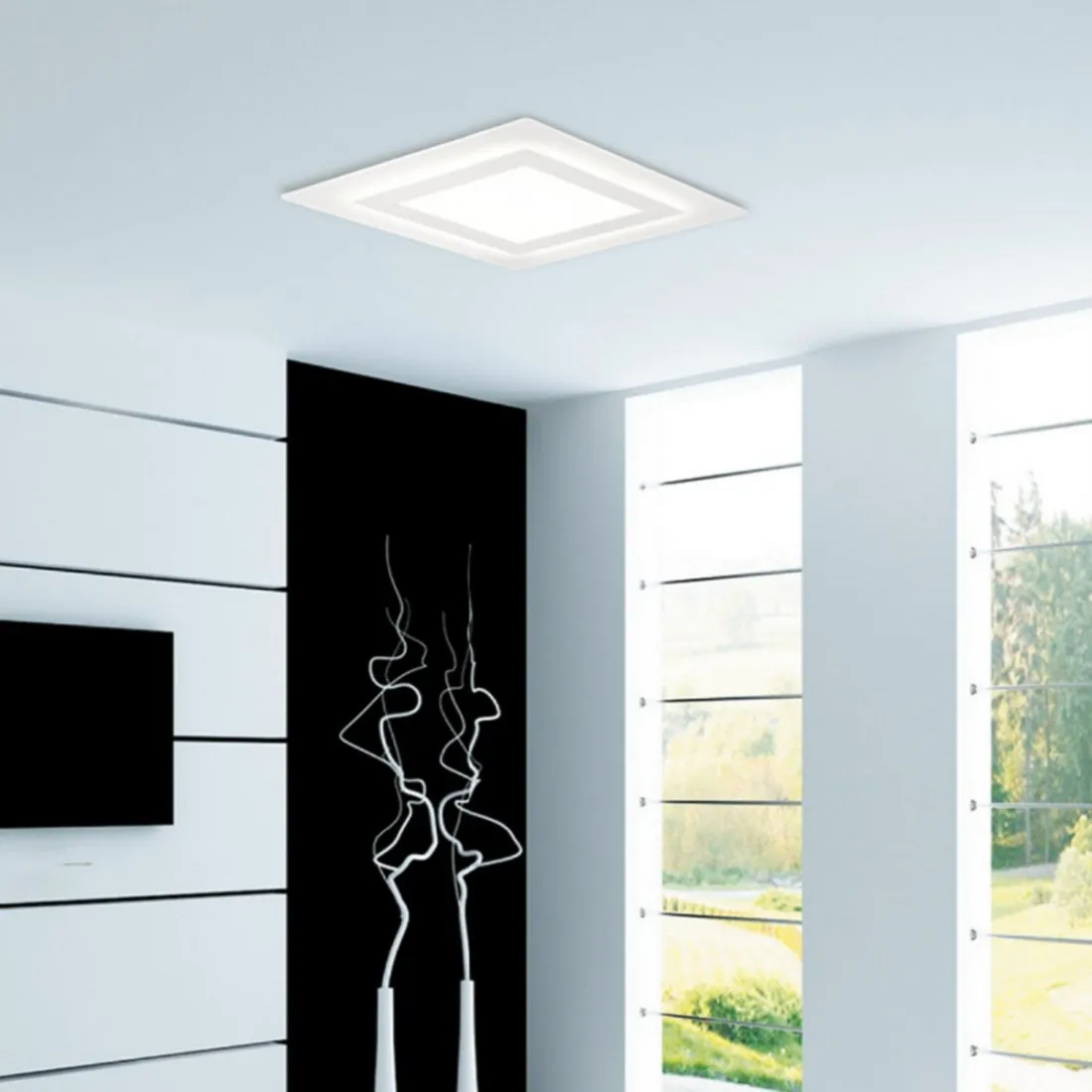 Plafoniera moderna Promoingross OBLIO Q65 WH LED metallo metacrilato lampada soffitto