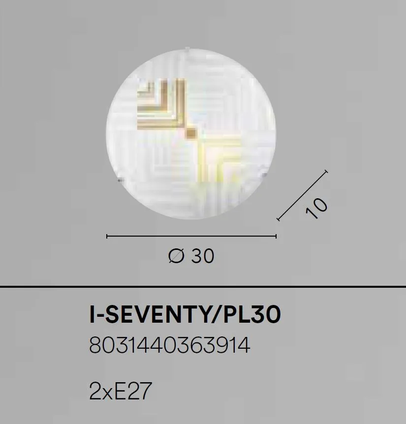 Plafoniera Rotonda Vetro Decorato 2 Luci Seventy PL30 Fan Europe