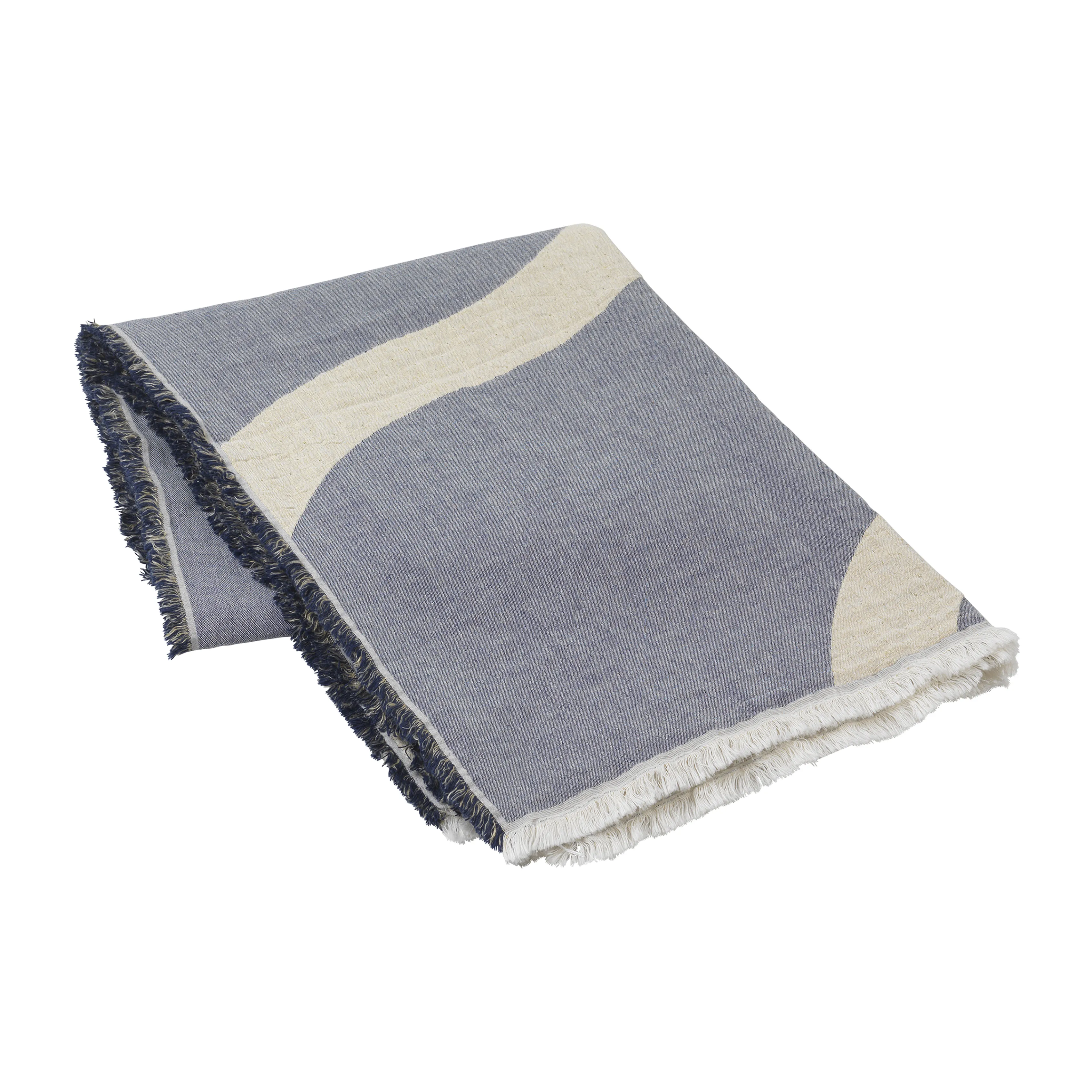 Plaid Tide in cotone-lino, 130x180 cm.ix{font-size:18px}Maritime blue