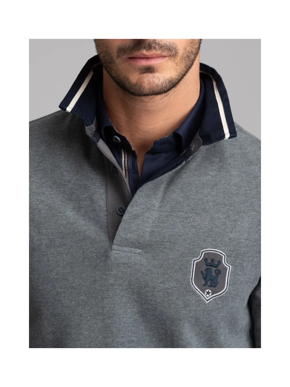 Polo uomo a manica lunga in Jersey pesante