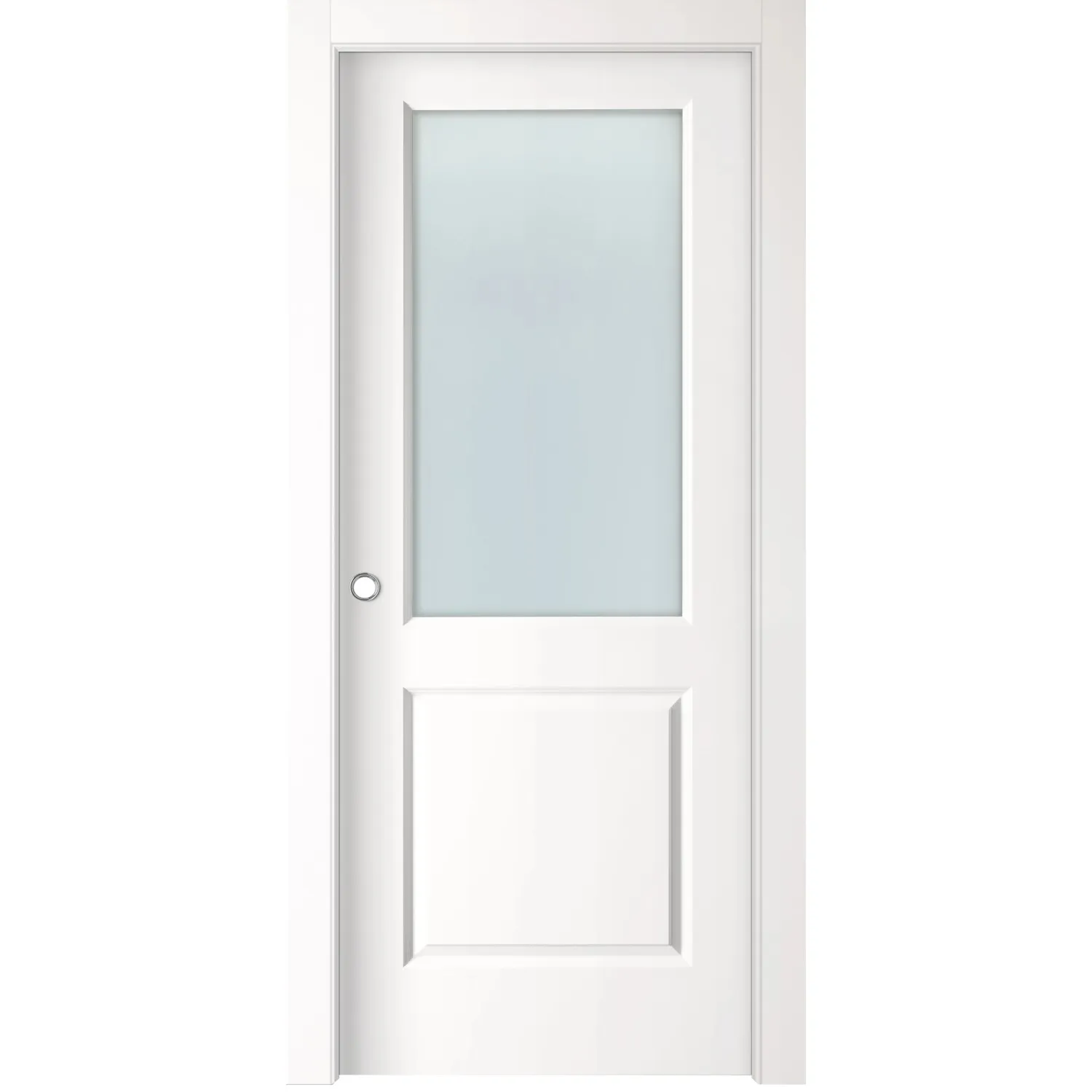 Porta scorrevole reversibile vetrata 2B bianco laccato 200x80 cm