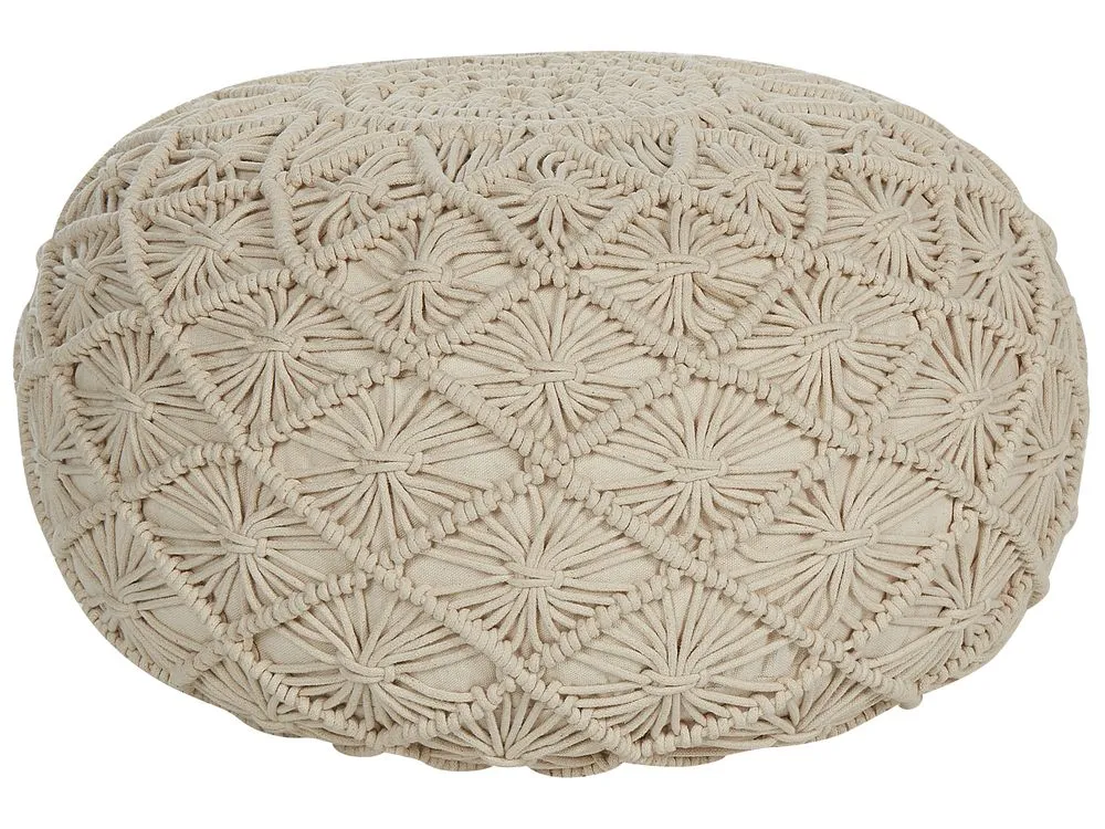 Pouf in cotone beige 50 x 30 cm BERKANE