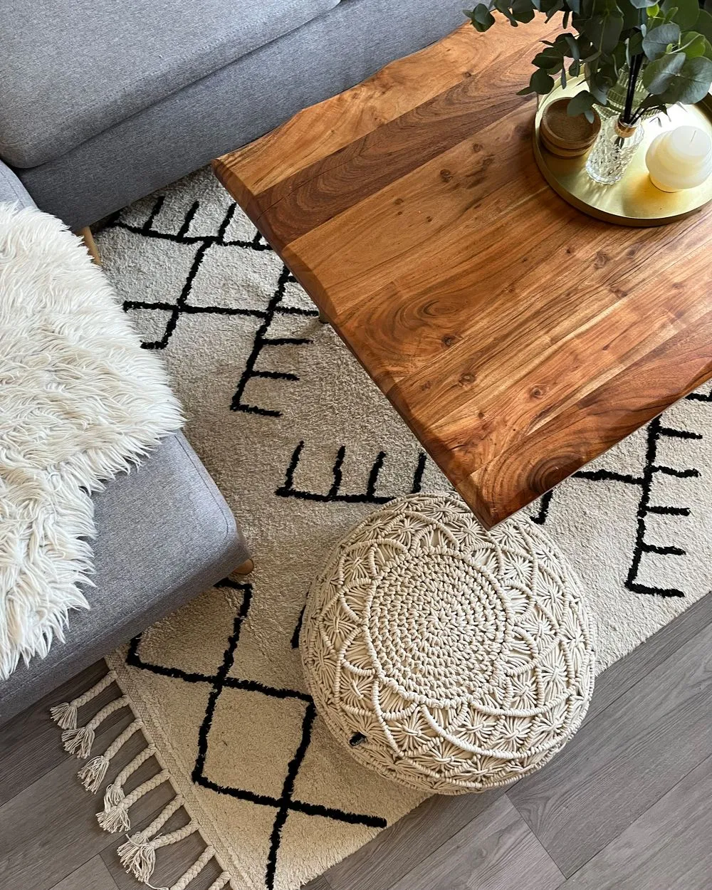 Pouf in cotone beige 50 x 30 cm BERKANE