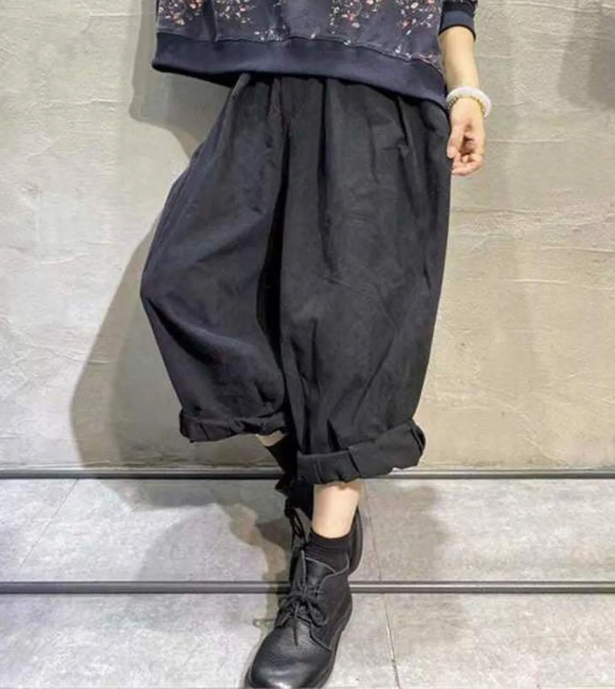 Primavera autunno nuove donne stile arti elastico in vita solido pantaloni larghi tutti abbinati pantaloni larghi in cotone casu