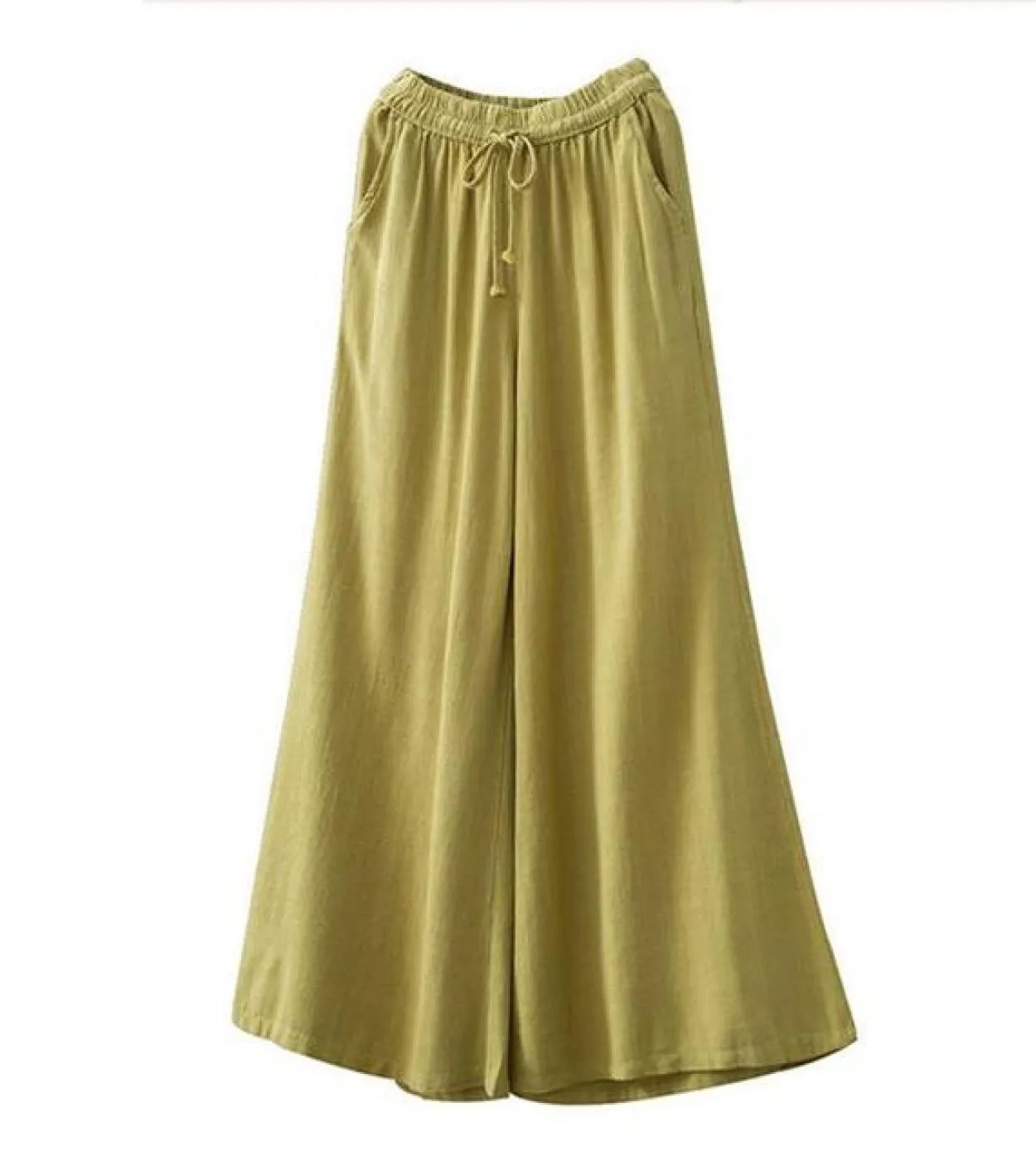 Primavera donna elastico in vita pantaloni larghi in lino cotone casual pantaloni larghi stile vintage pantaloni femminili S594p