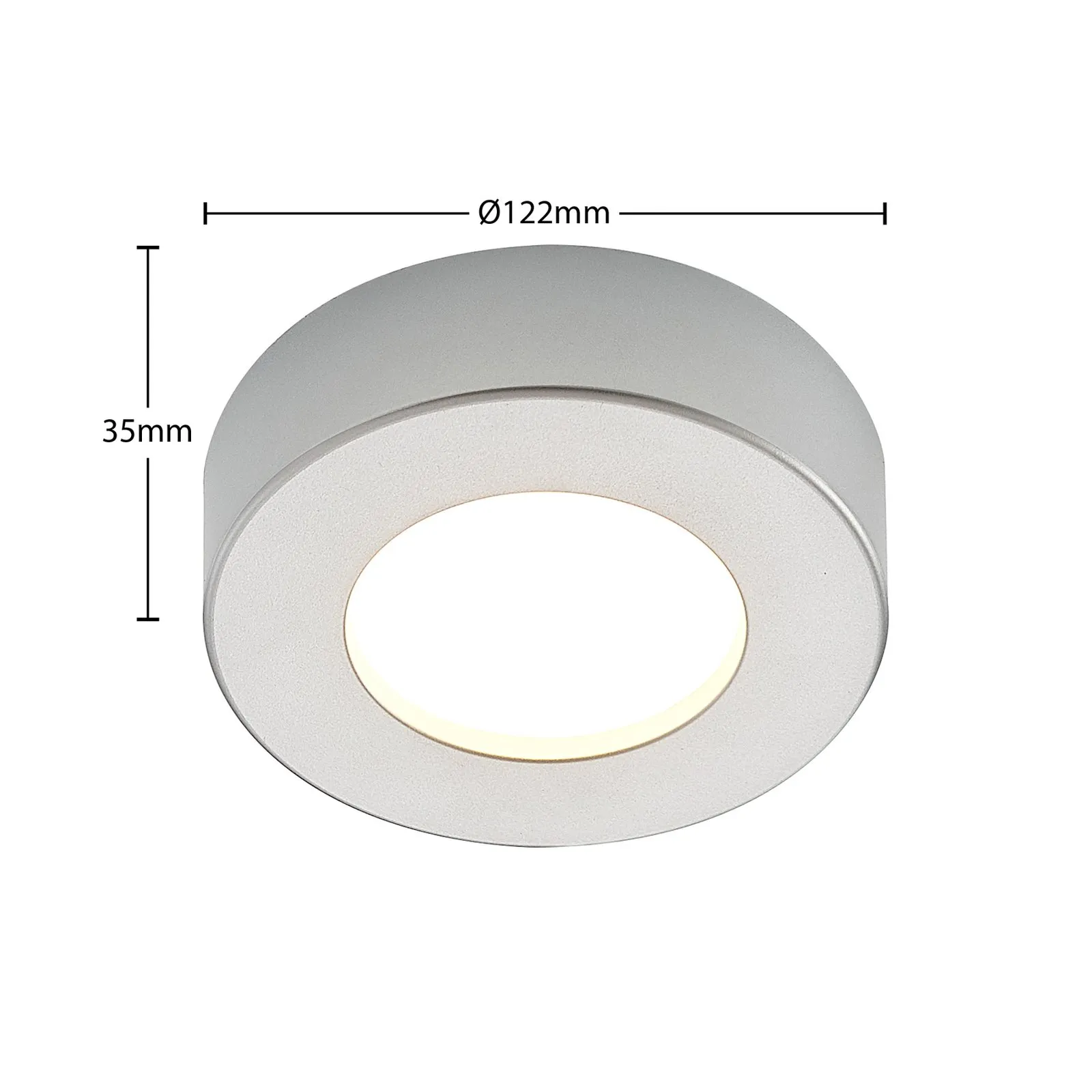Prios Plafoniera LED Edwina, argento, 12 cm, CCT, IP44