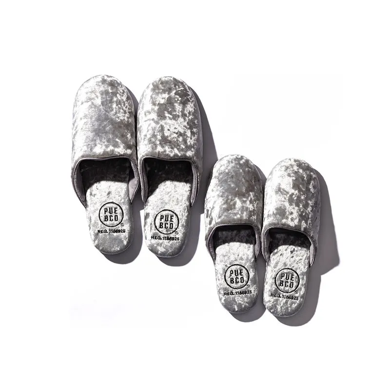 Puebco Pantofola di velluto argento grande