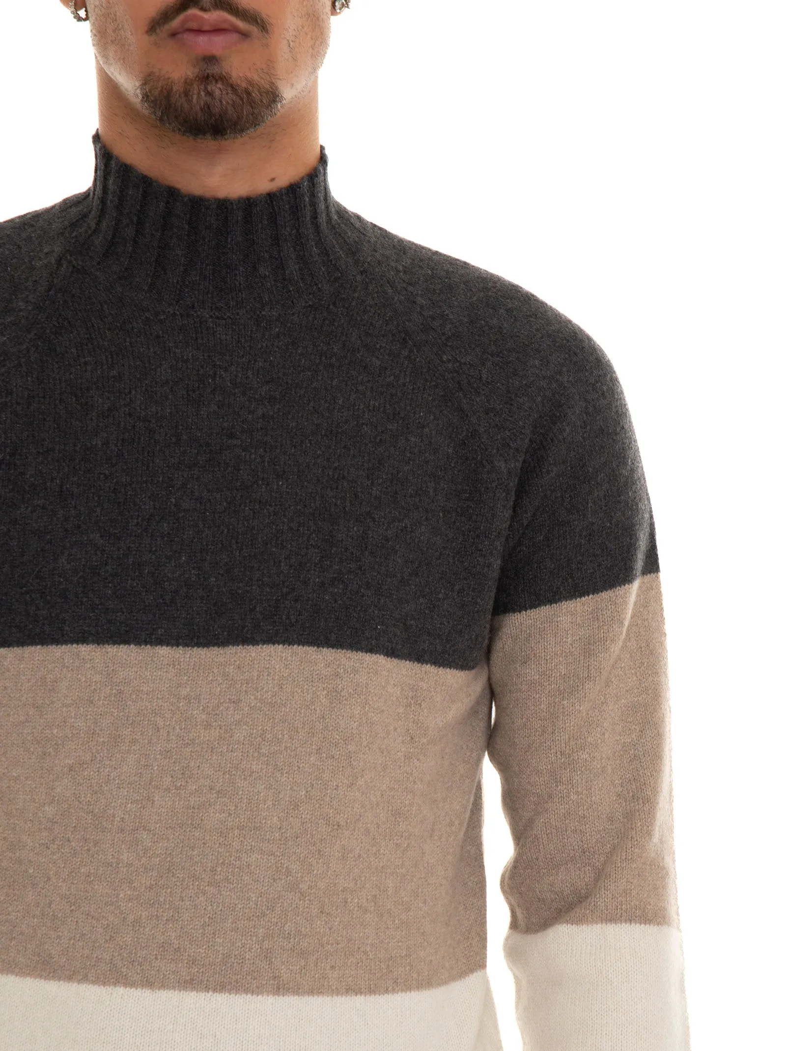 Pullover collo alto Grigio-beige Gran Sasso Uomo