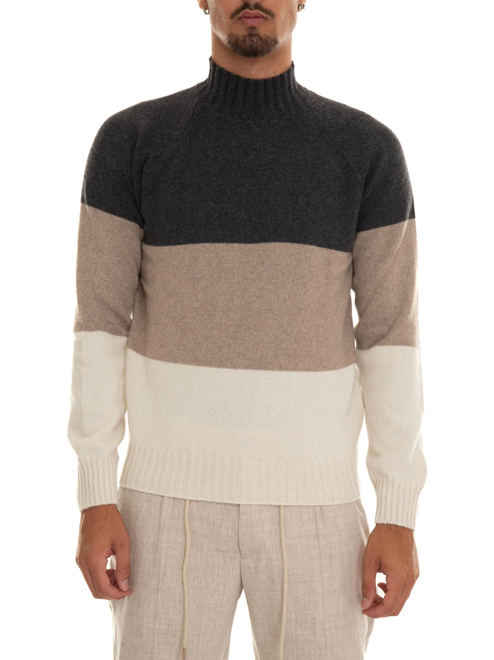 Pullover collo alto Grigio-beige Gran Sasso Uomo