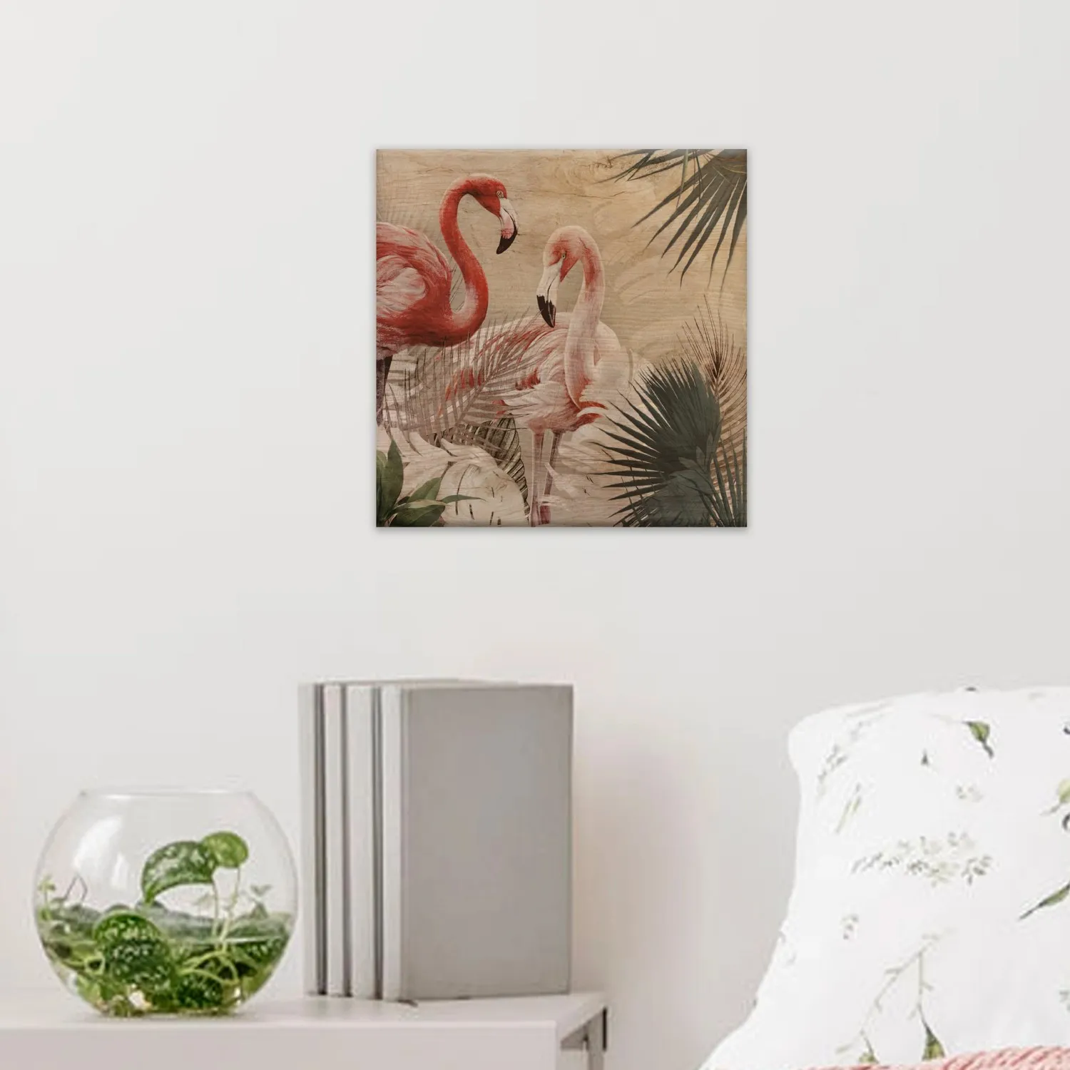 Quadro in legno Tropical Flamingos 1 pz 29x29 cm