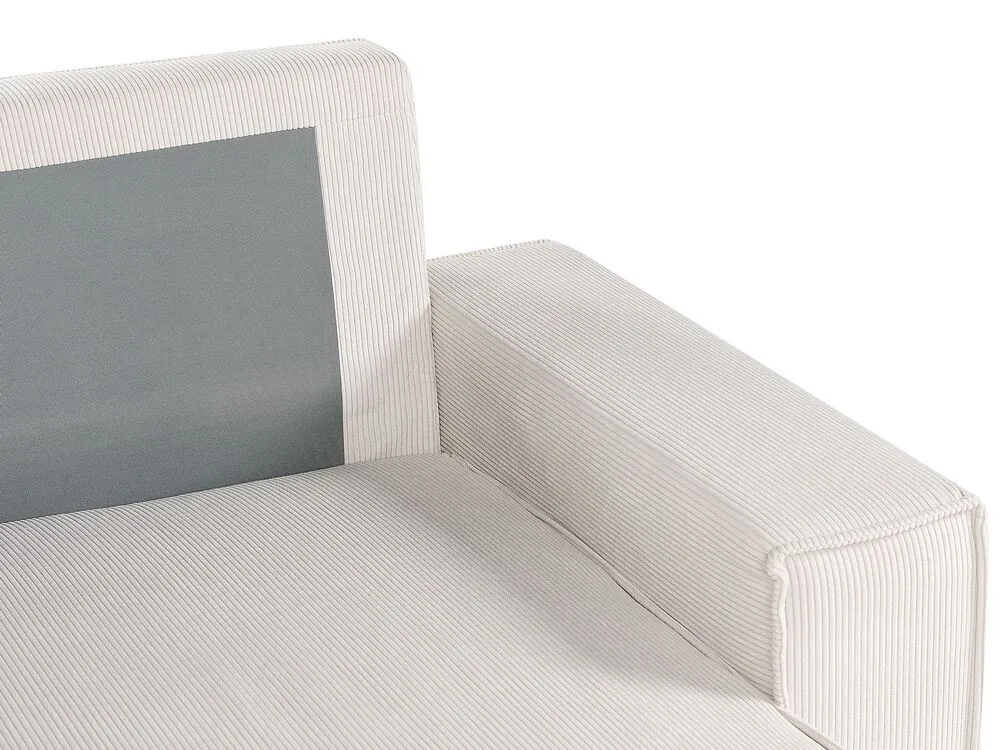 Right Hand Jumbo Cord Corner Sofa Bed Off-White ABACKA