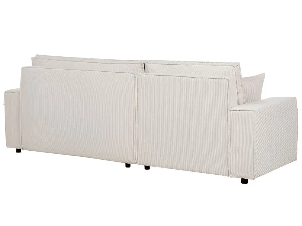 Right Hand Jumbo Cord Corner Sofa Bed Off-White ABACKA