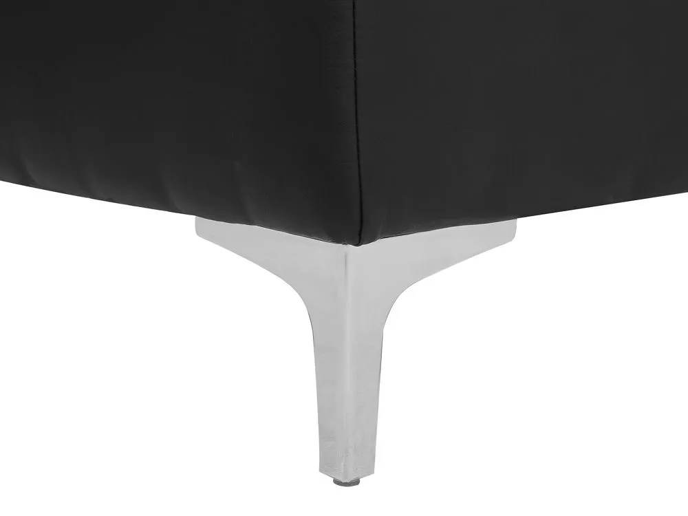 Right Hand Modular Faux Leather Sofa with Ottoman Black ABERDEEN