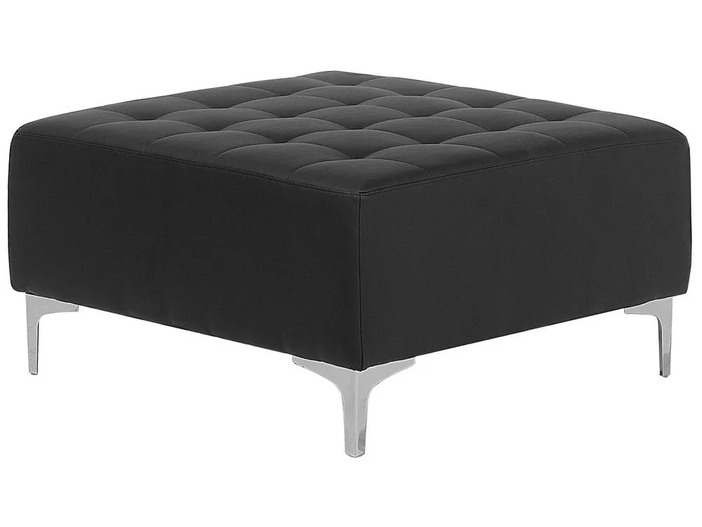 Right Hand Modular Faux Leather Sofa with Ottoman Black ABERDEEN
