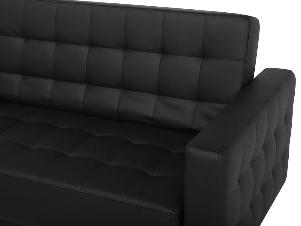 Right Hand Modular Faux Leather Sofa with Ottoman Black ABERDEEN