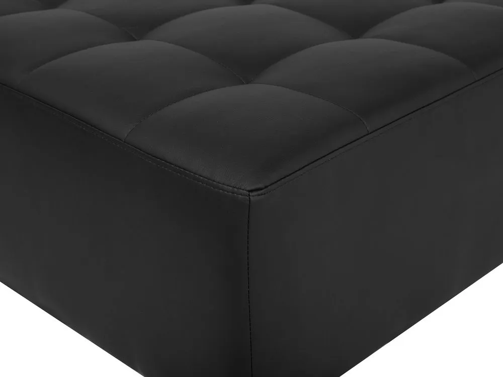Right Hand Modular Faux Leather Sofa with Ottoman Black ABERDEEN