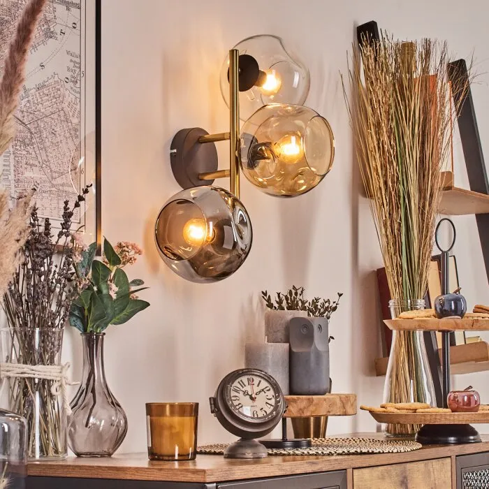 Ripoll Lampada a sfera, Applique Oro, Nero, 3-Luci