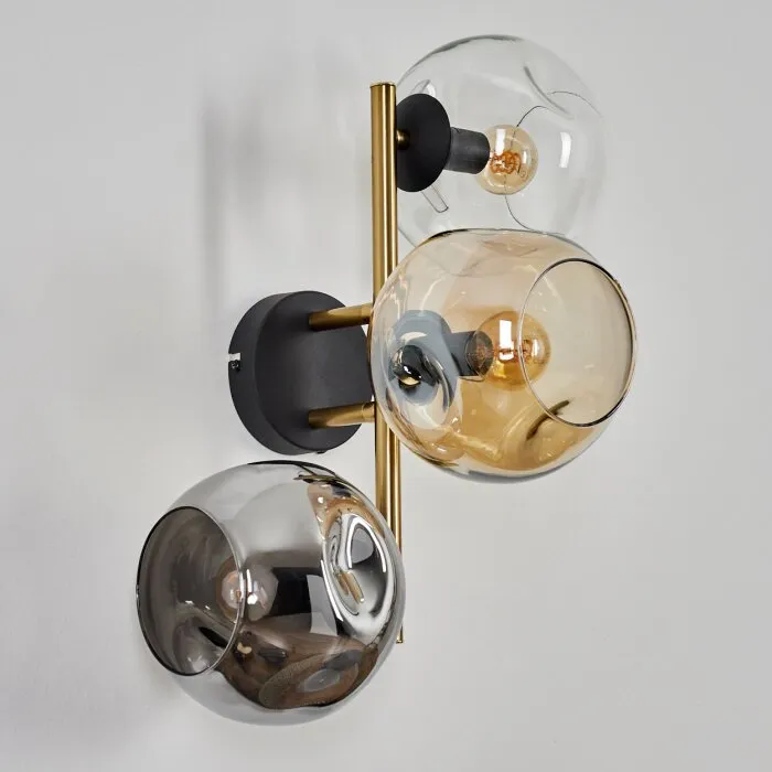 Ripoll Lampada a sfera, Applique Oro, Nero, 3-Luci