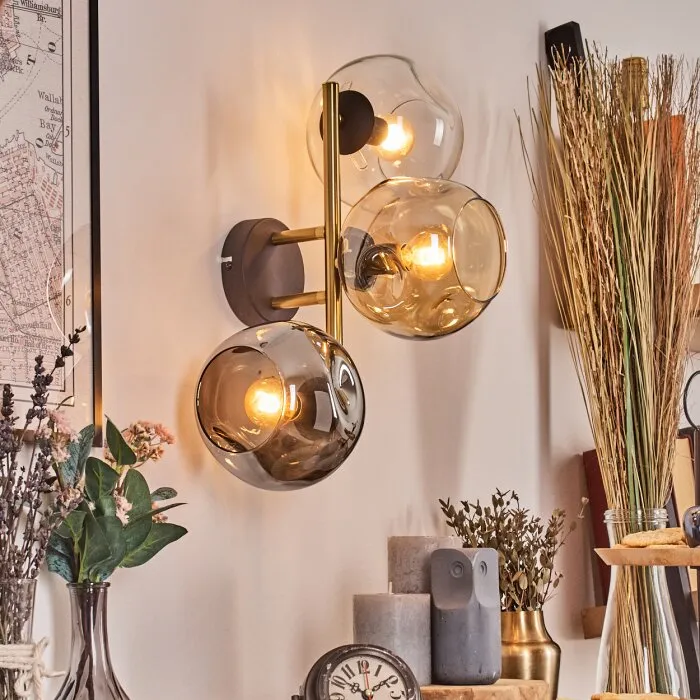 Ripoll Lampada a sfera, Applique Oro, Nero, 3-Luci