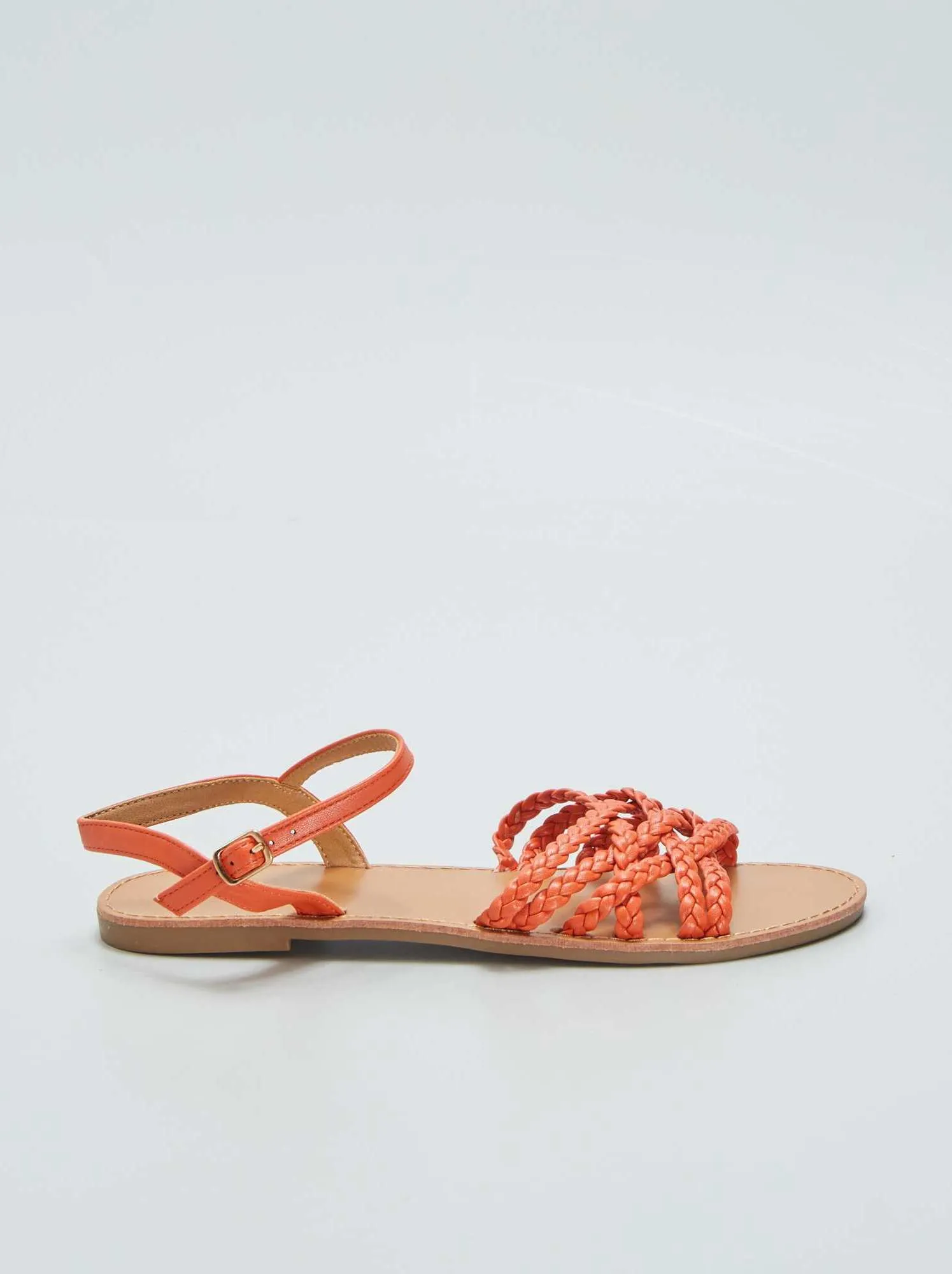 Sandali bassi con cinturini intrecciati - ARANCIONE