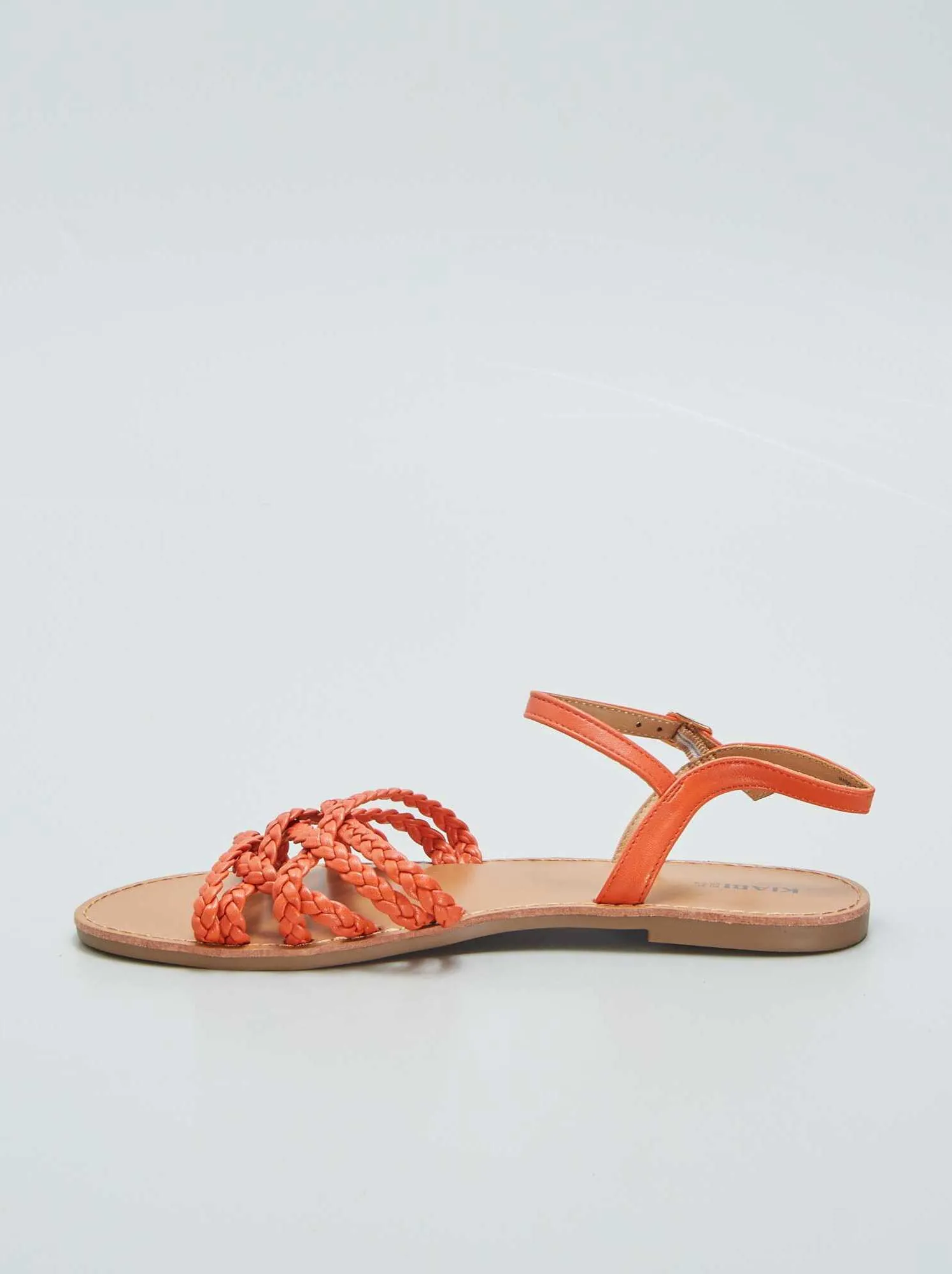 Sandali bassi con cinturini intrecciati - ARANCIONE