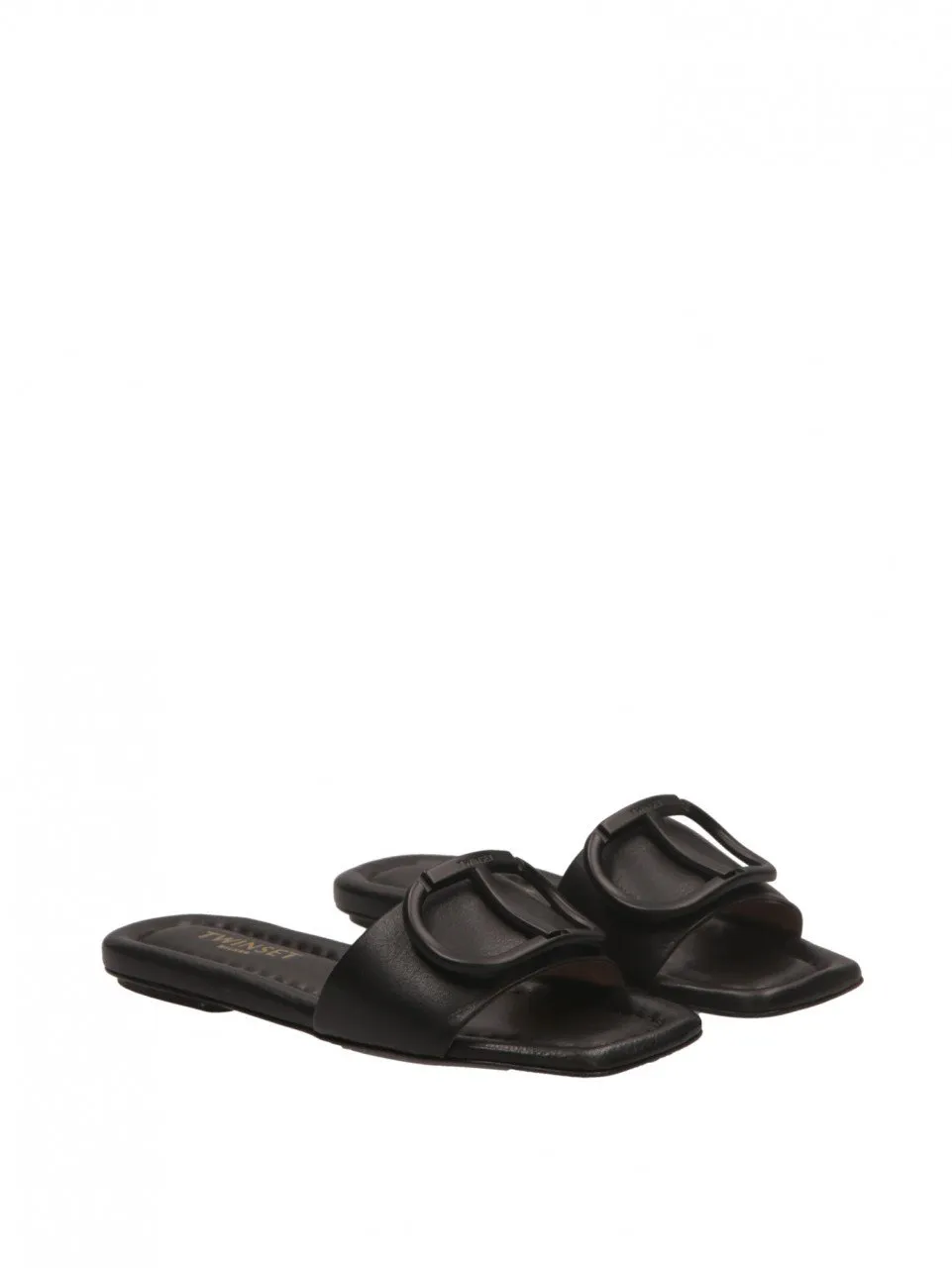 Sandali bassi con logo oval Nero