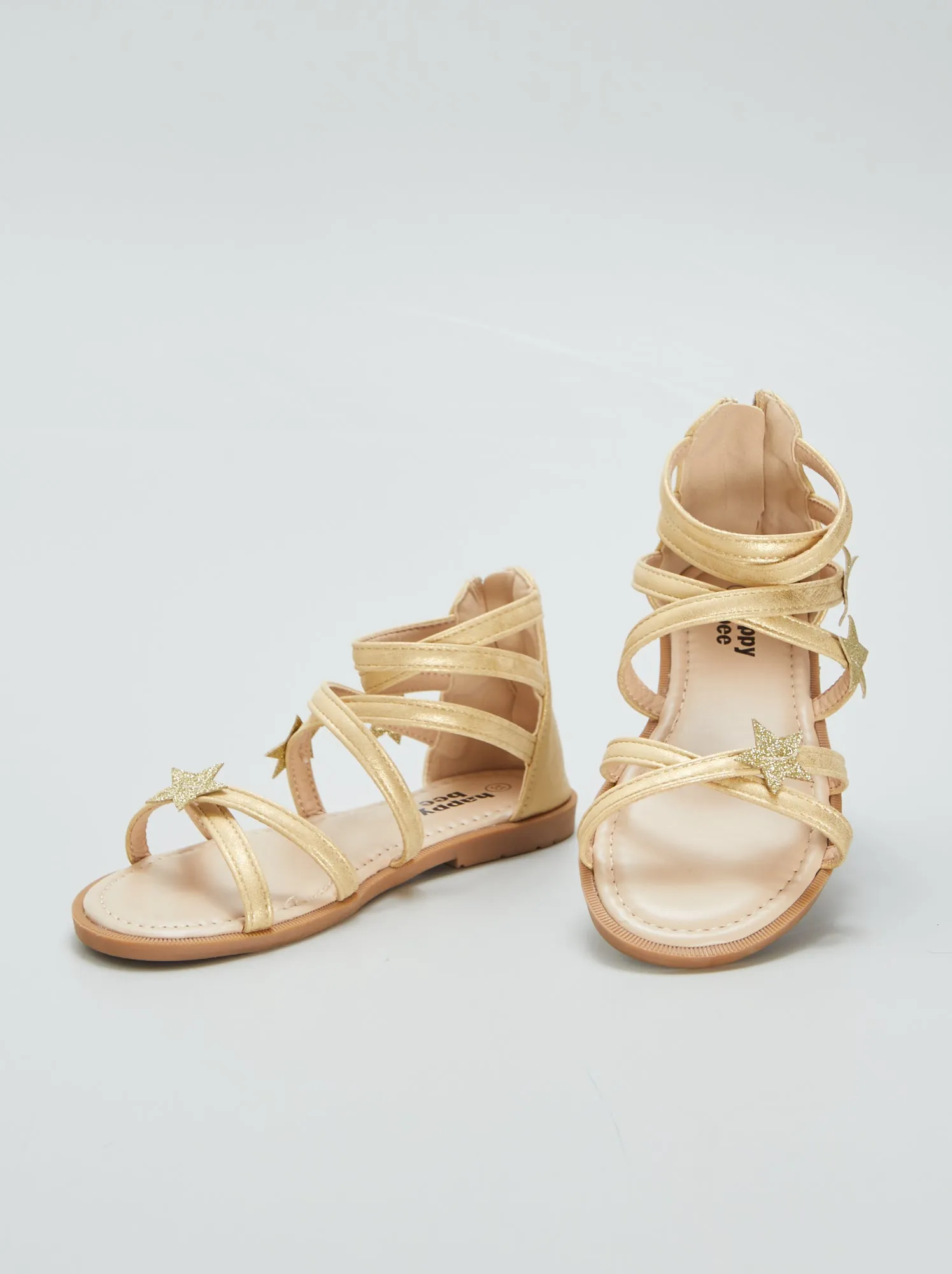 Sandali bassi con stelle fantasia - BEIGE